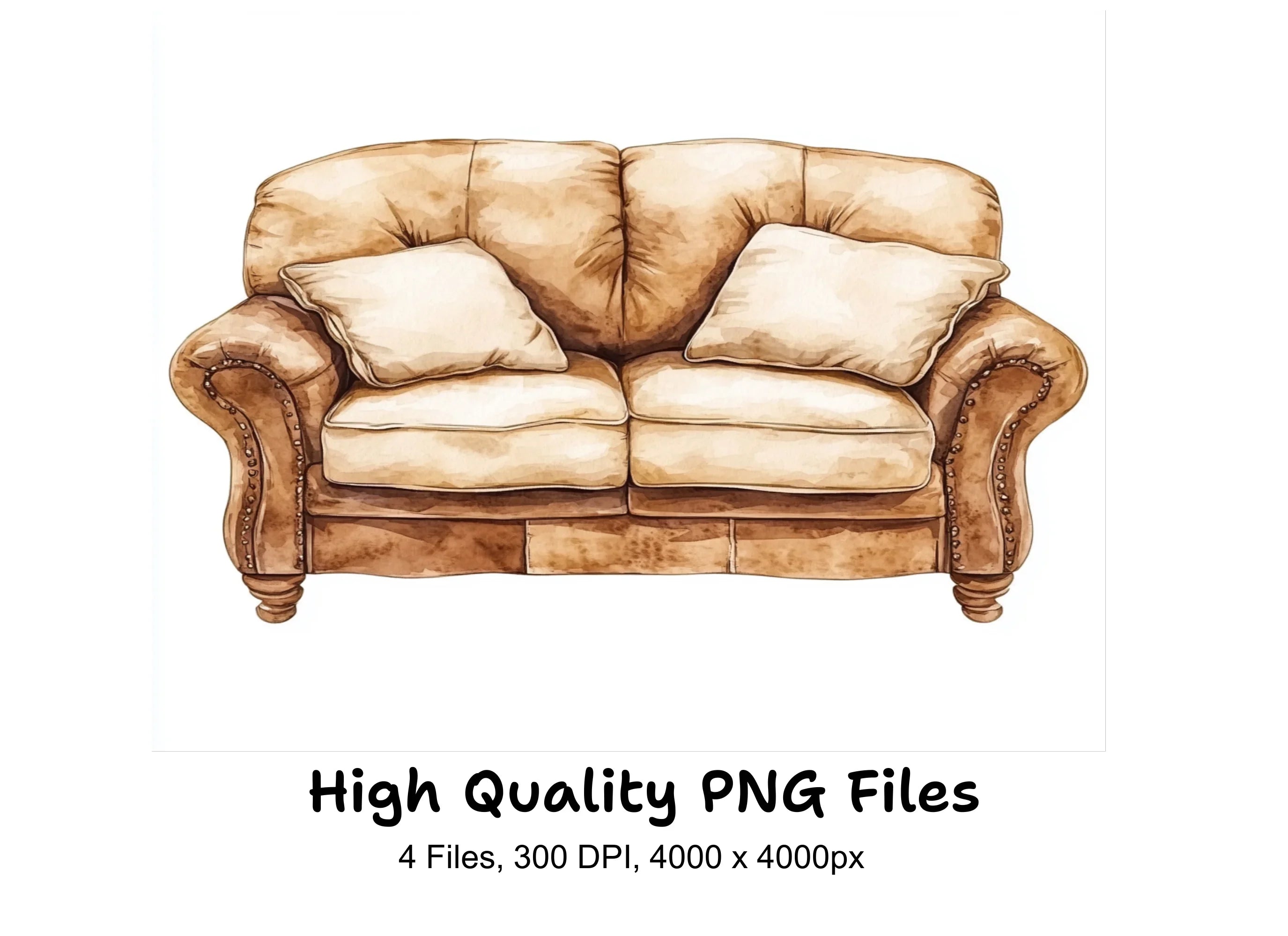 Cozy Leather Sofa Clipart Bundle