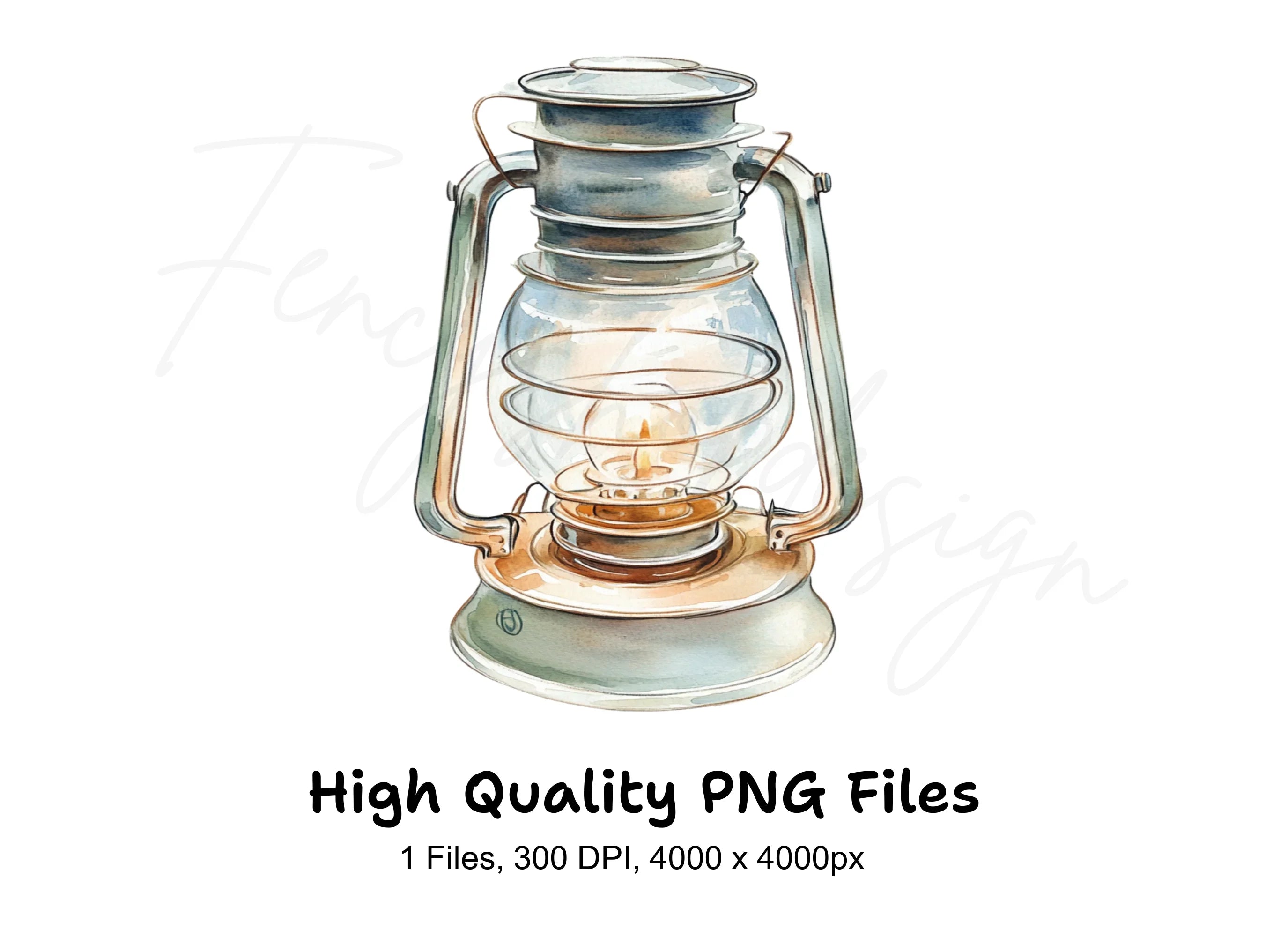 Rustic Oil Lamp Clipart Bundle