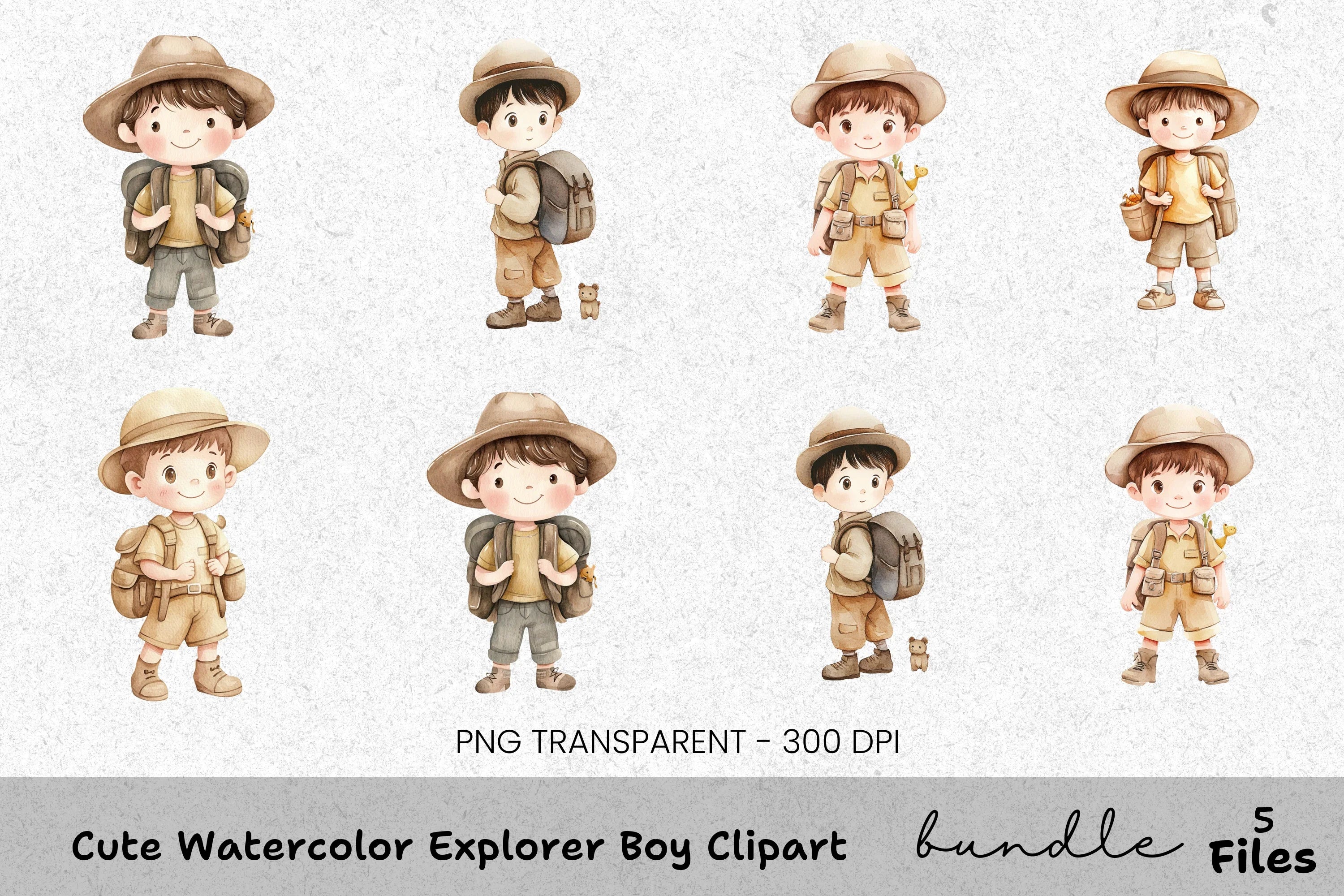 Cute Explorer Boy Clipart Bundle