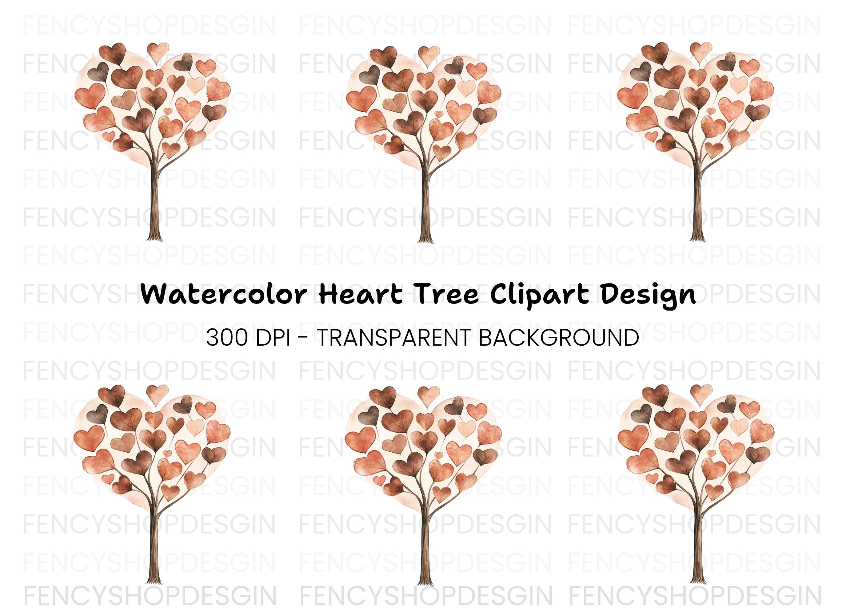 Heart Tree Clipart Bundle