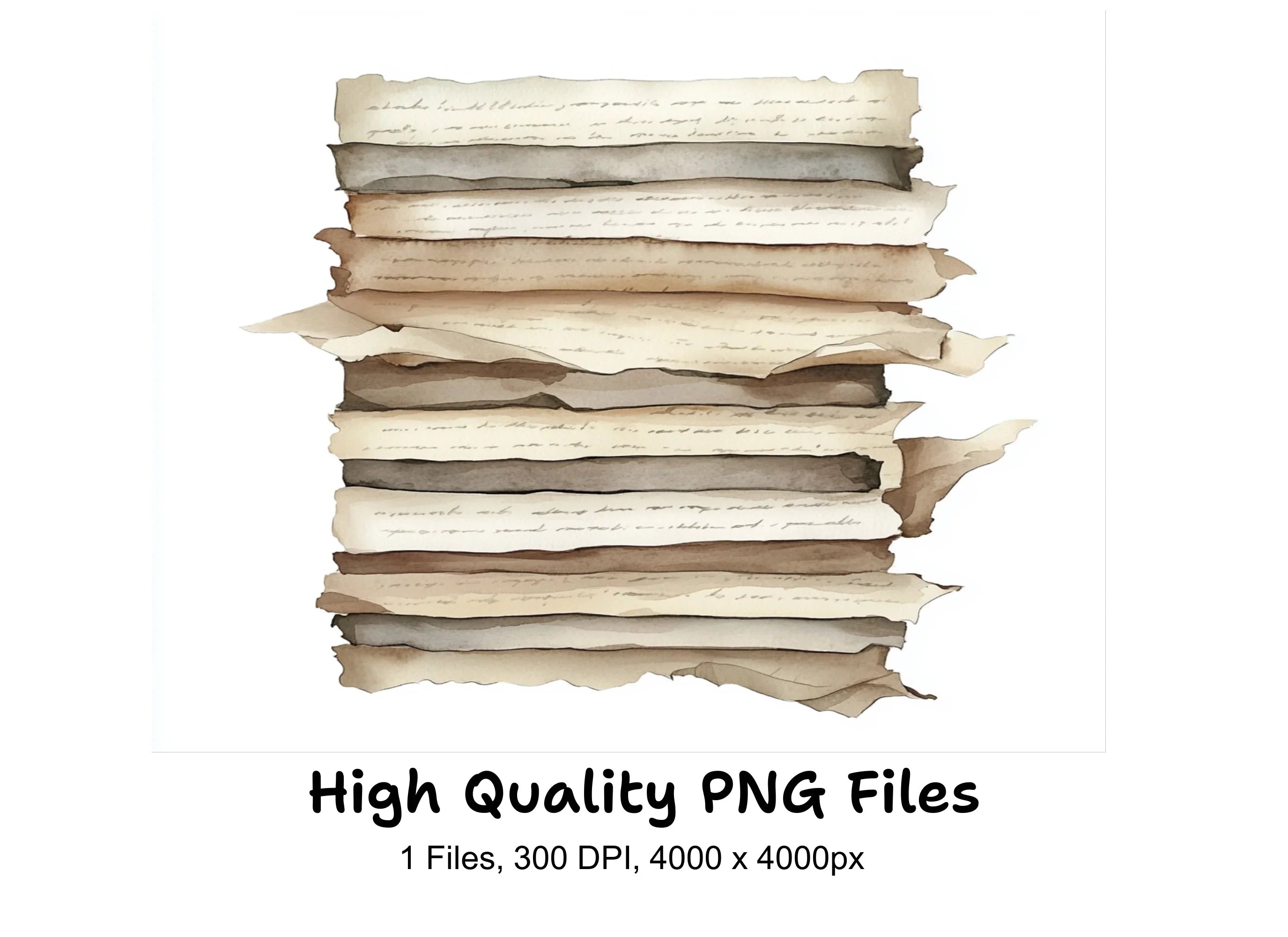 Vintage Paper Stack Clipart Bundle