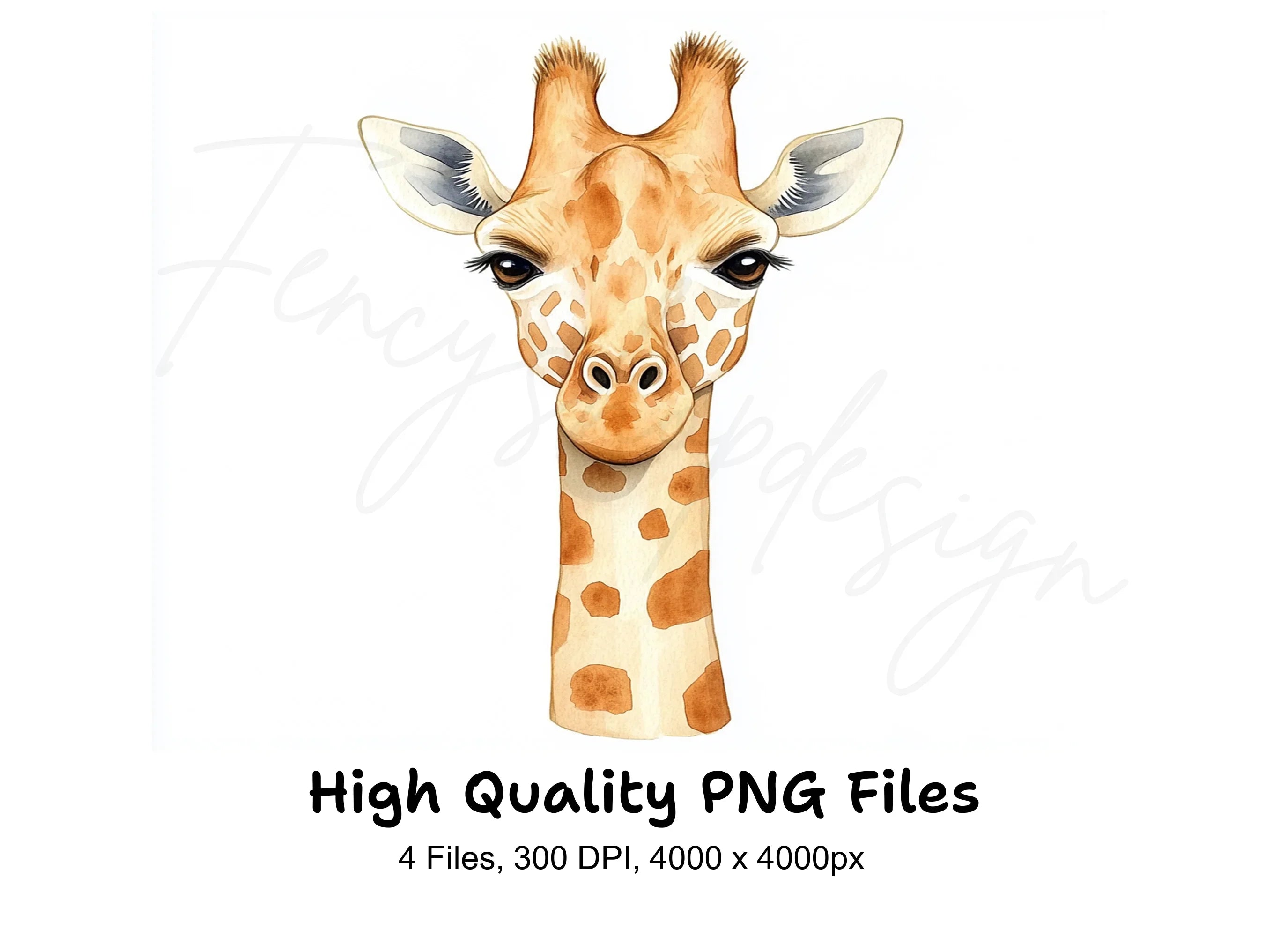 Realistic Giraffe Head Clipart Bundle