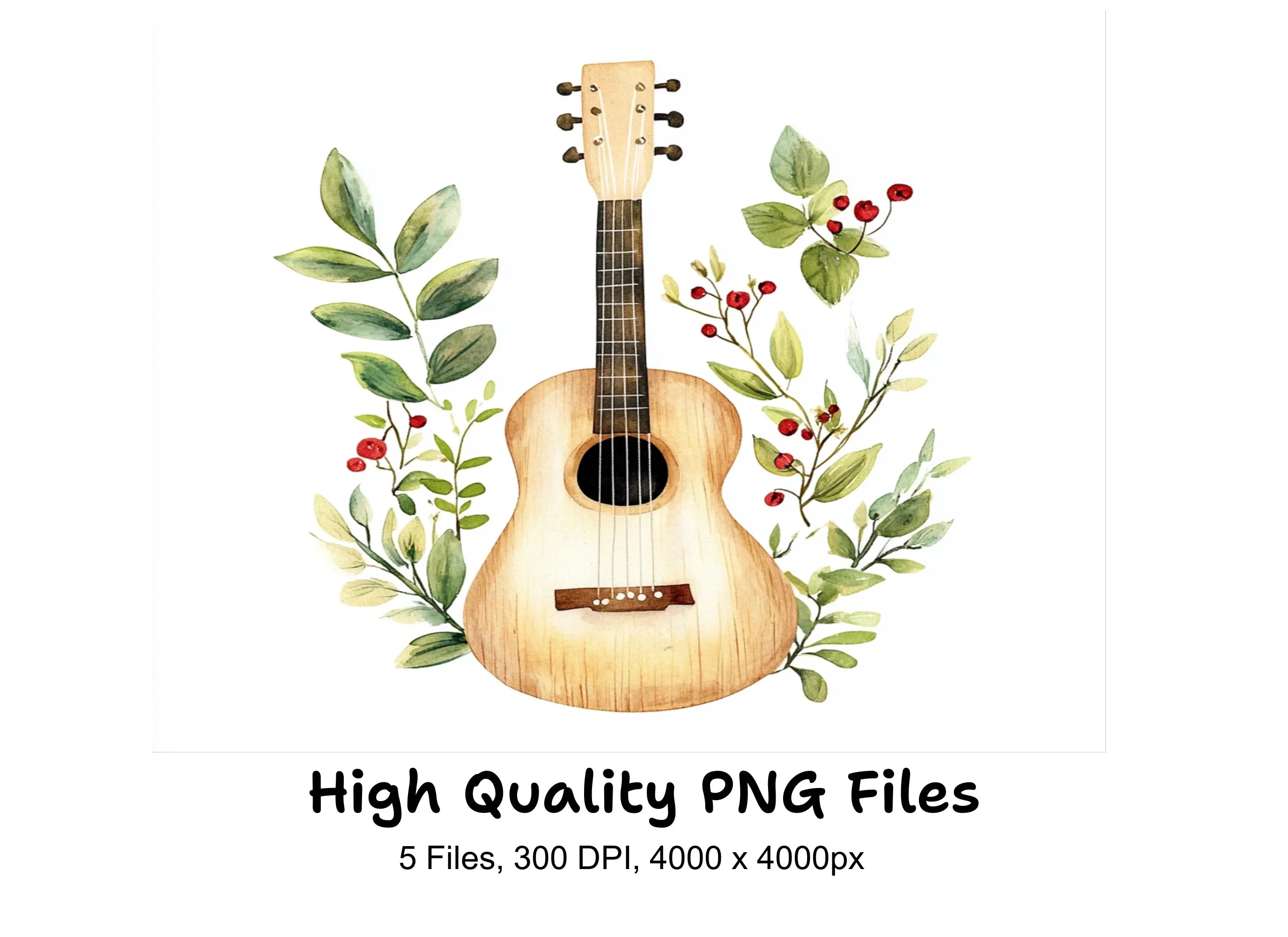 Nature Inspired Guitar Clipart Bundle