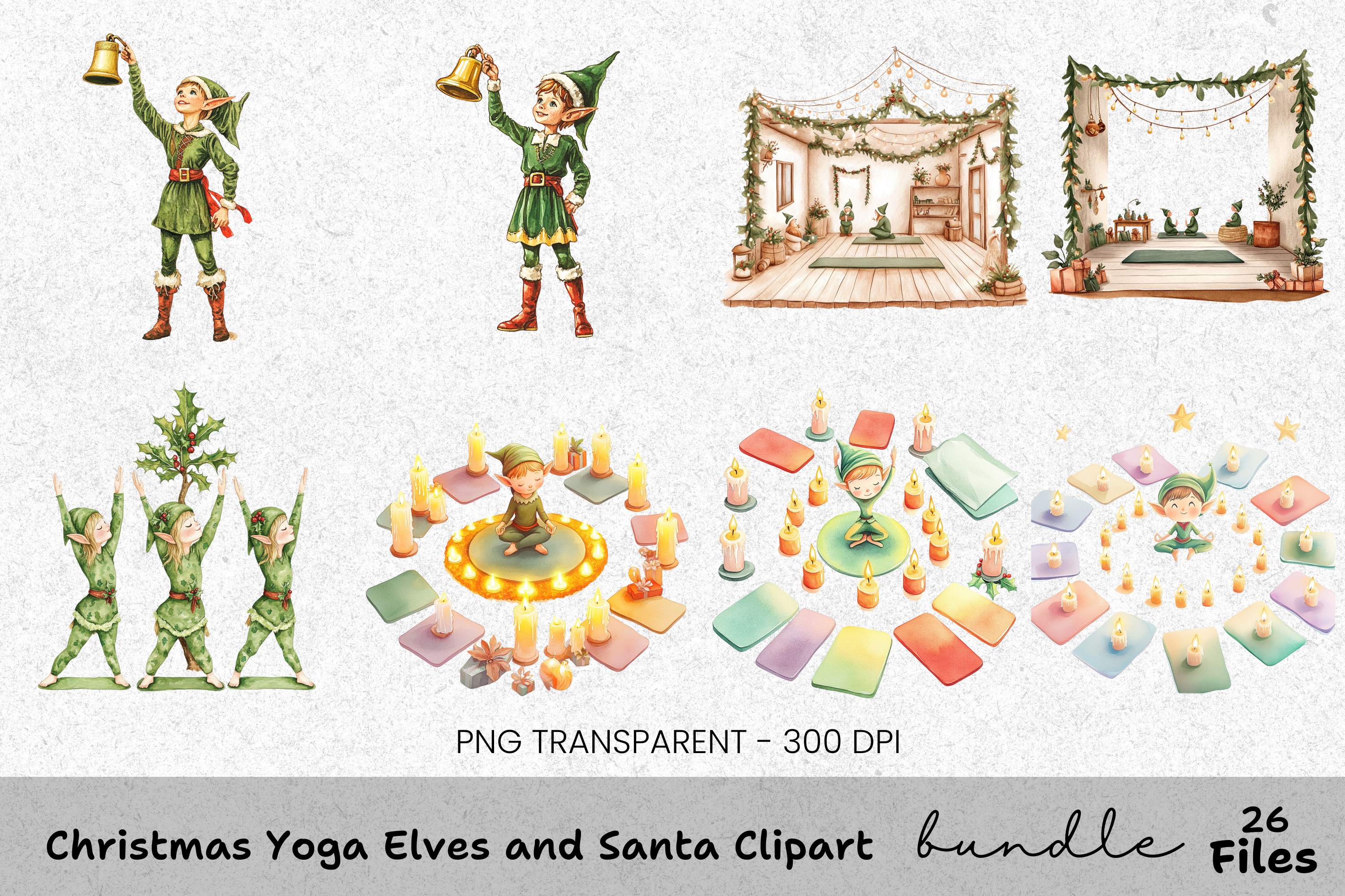 Santa and Christmas Decor Clipart Bundle