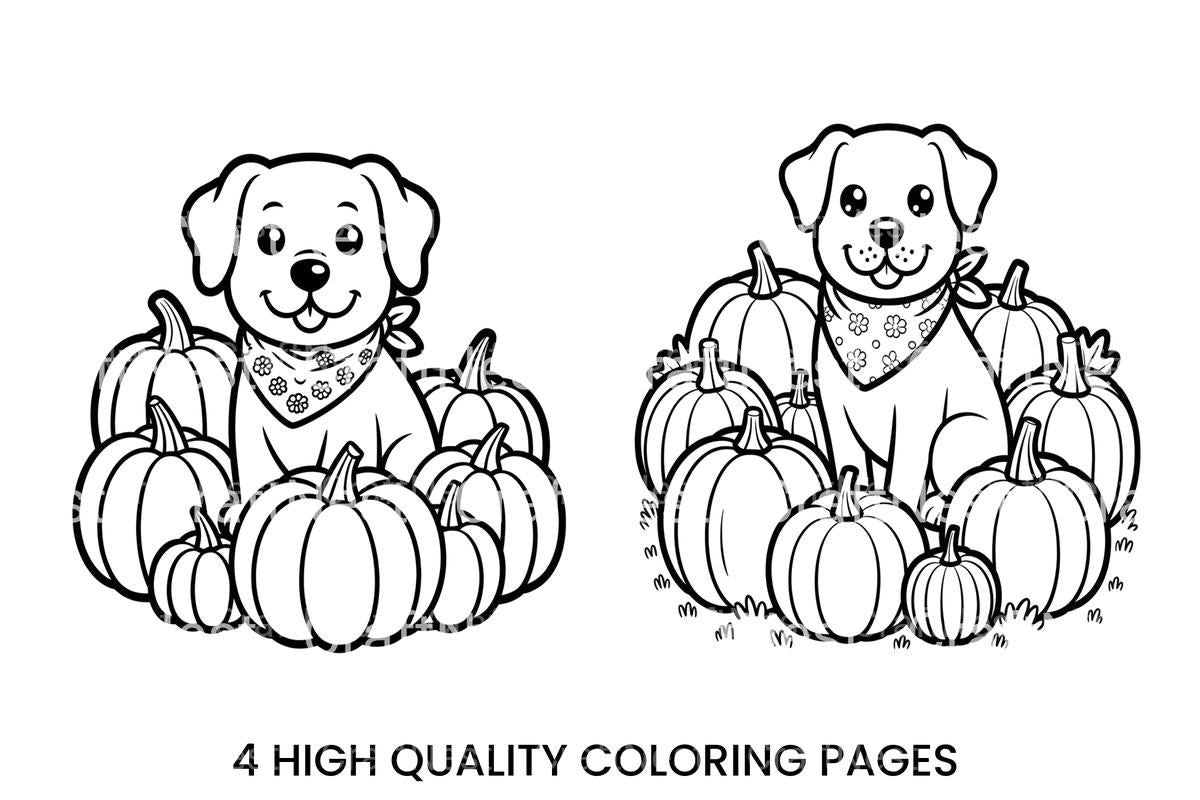 Cute Puppy and Pumpkins Coloring Books