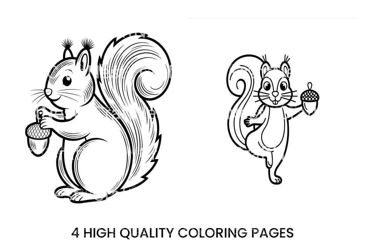Cute Squirrelsfor Kids Coloring Books