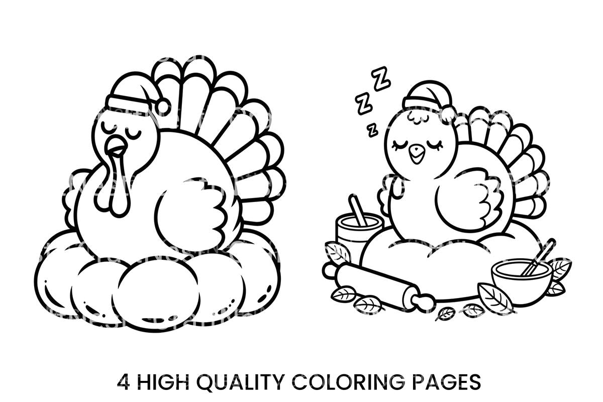 Sleeping Turkey Thanksgiving Coloring Books