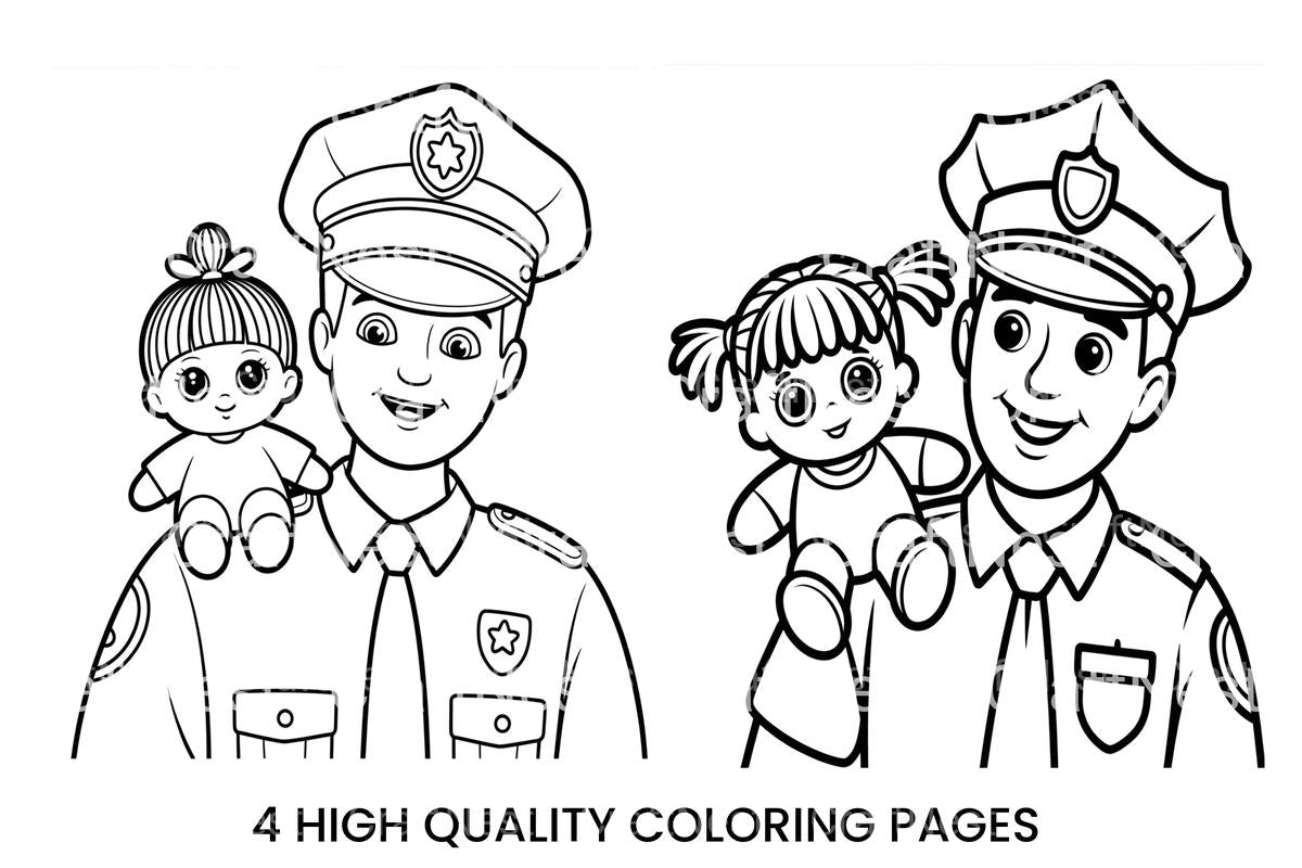 Police Officer and Doll Coloring Books