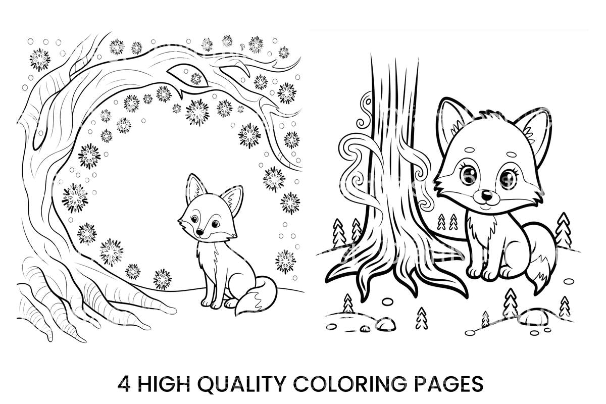 Cute Winter Fox Coloring Books
