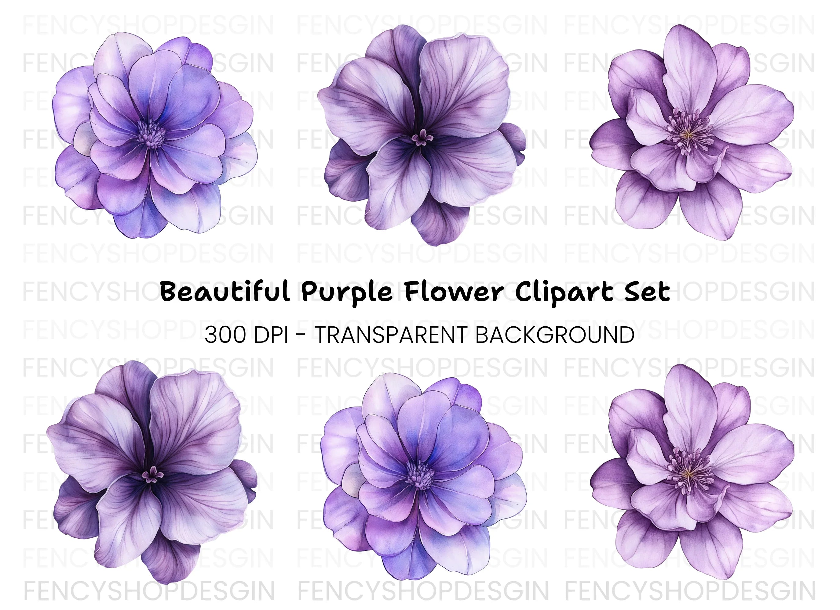 Vibrant Purple Geranium Clipart Bundle