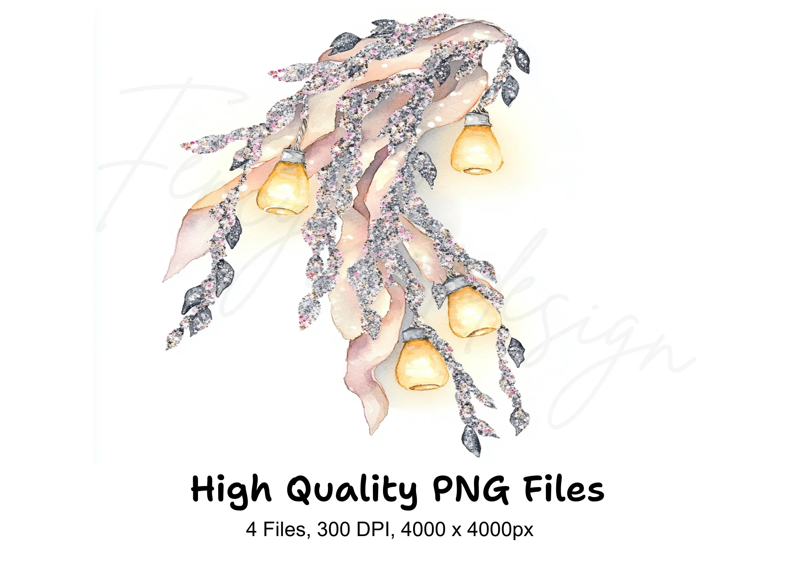 Sparkling Garland Lights Clipart Bundle