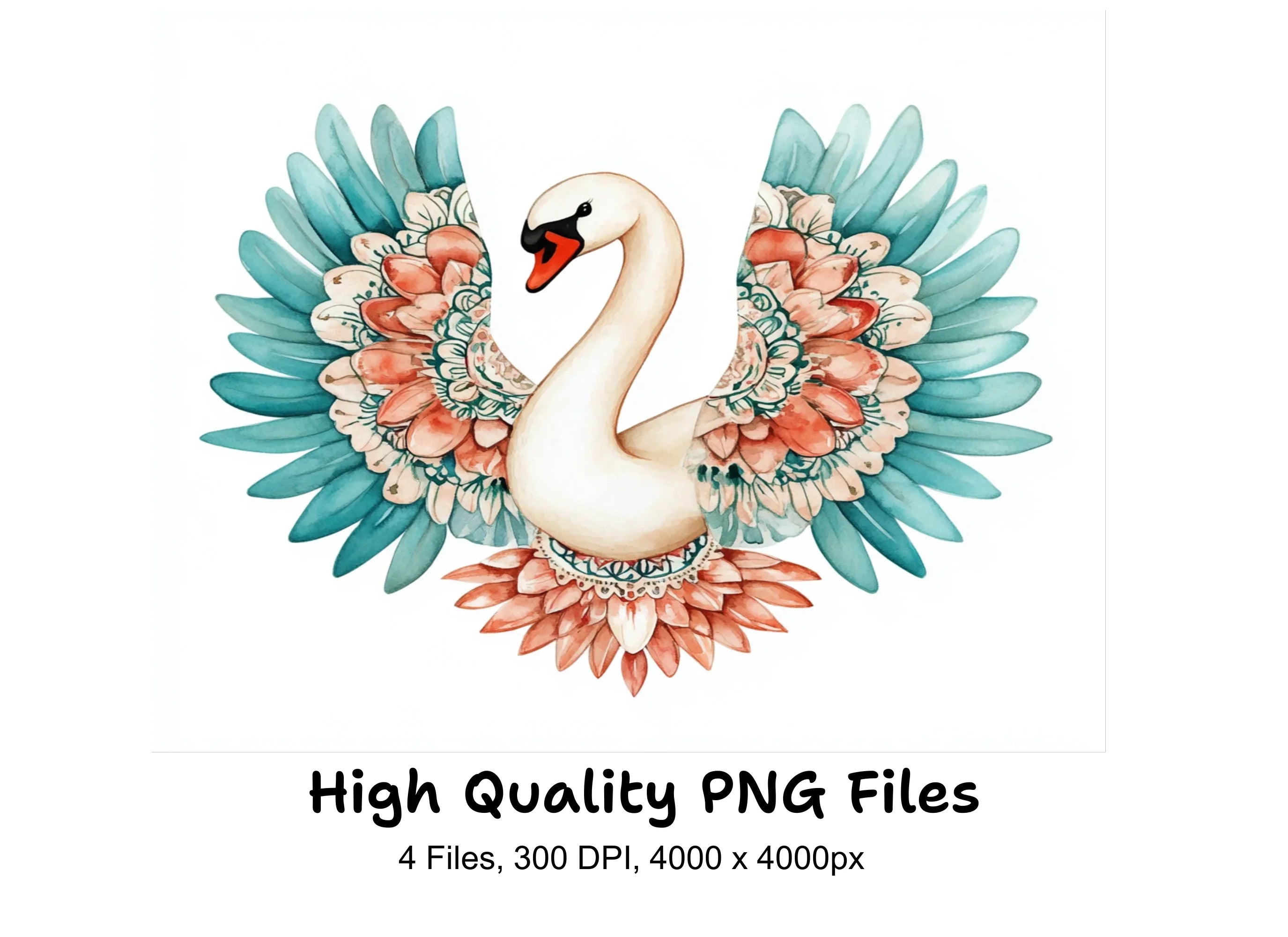 Elegant Swan Mandala Clipart Bundle