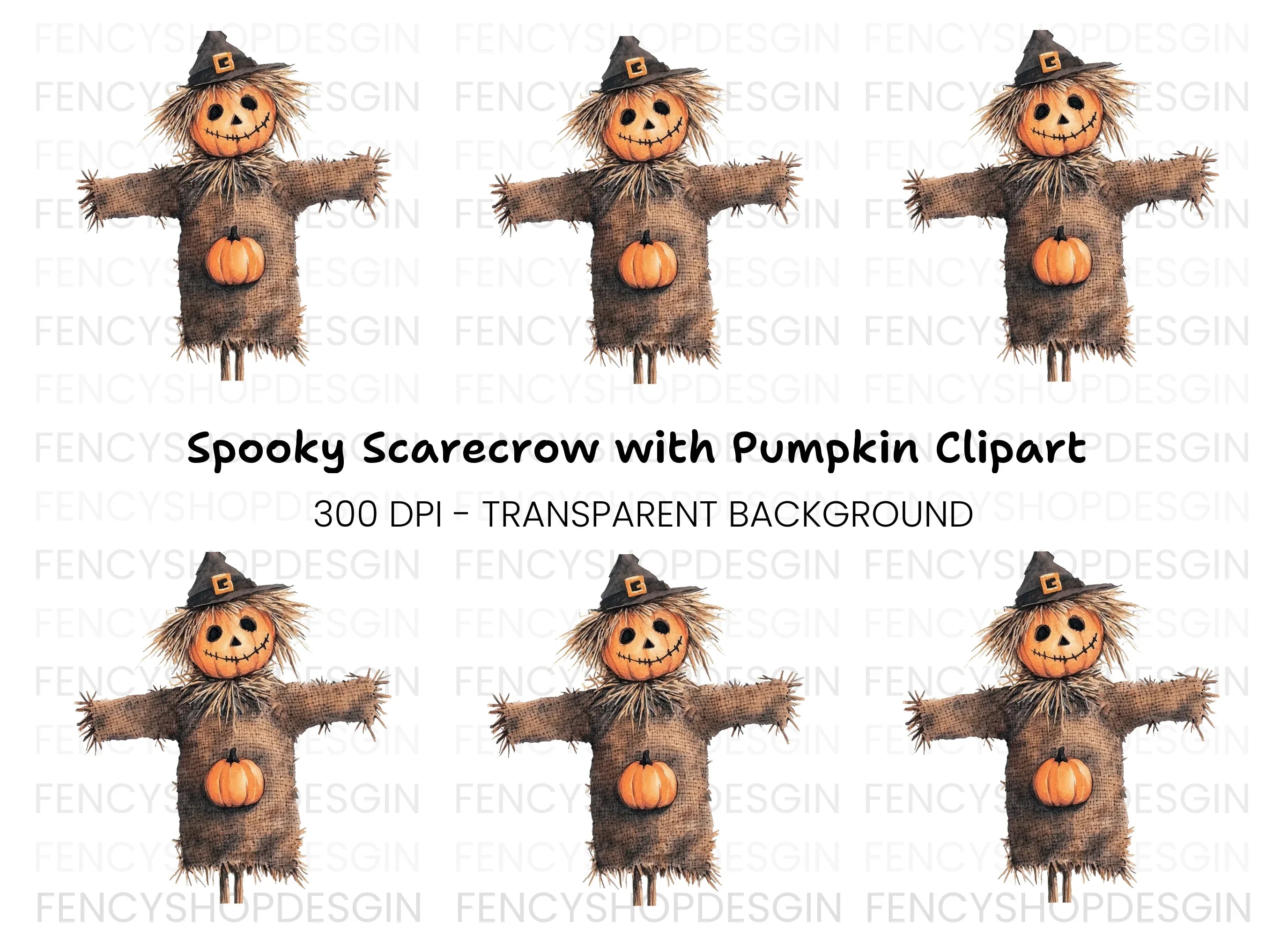 Cute Pumpkin Scarecrow Clipart Bundle