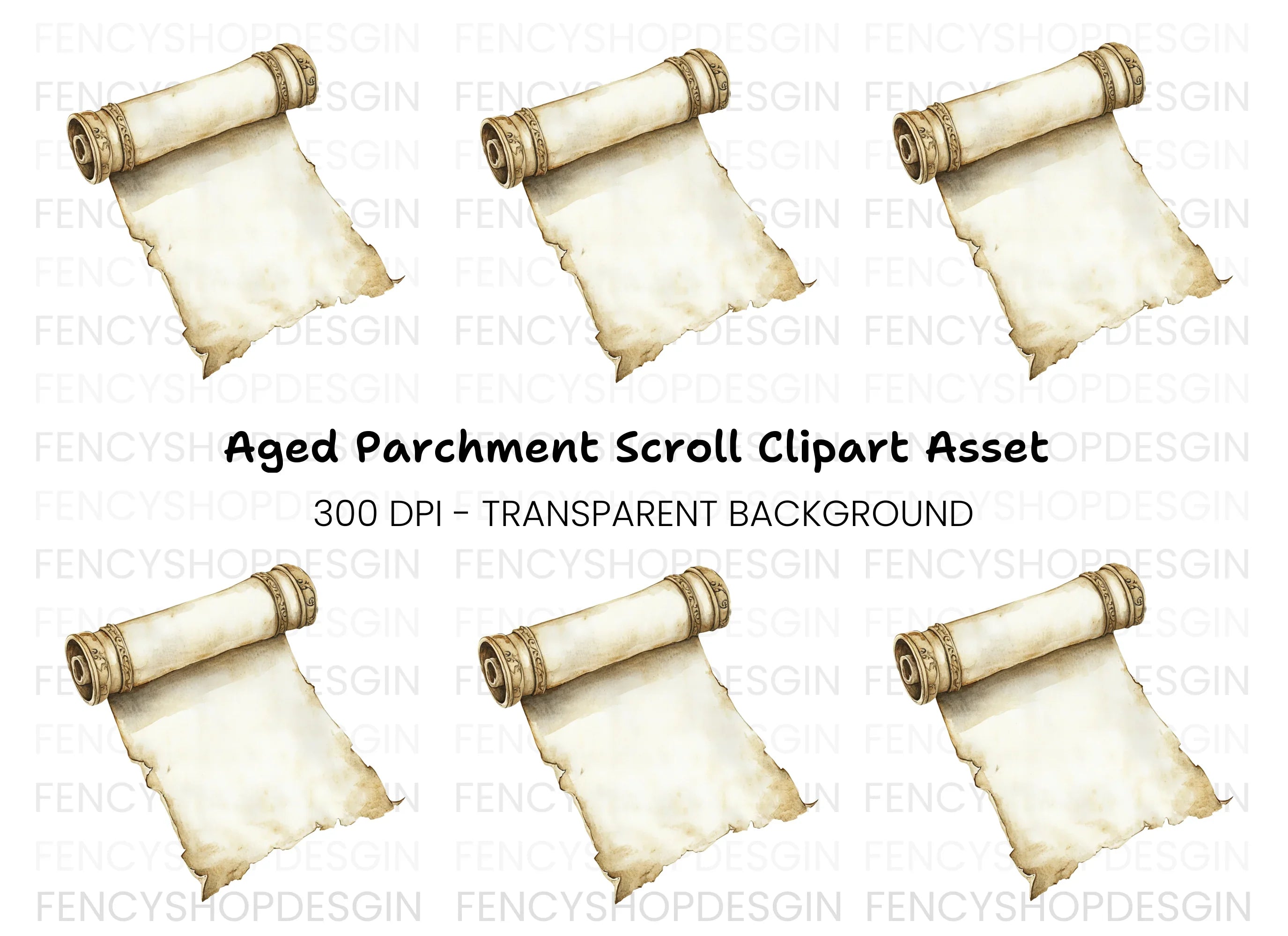 Elegant Rolled Parchment Clipart Bundle
