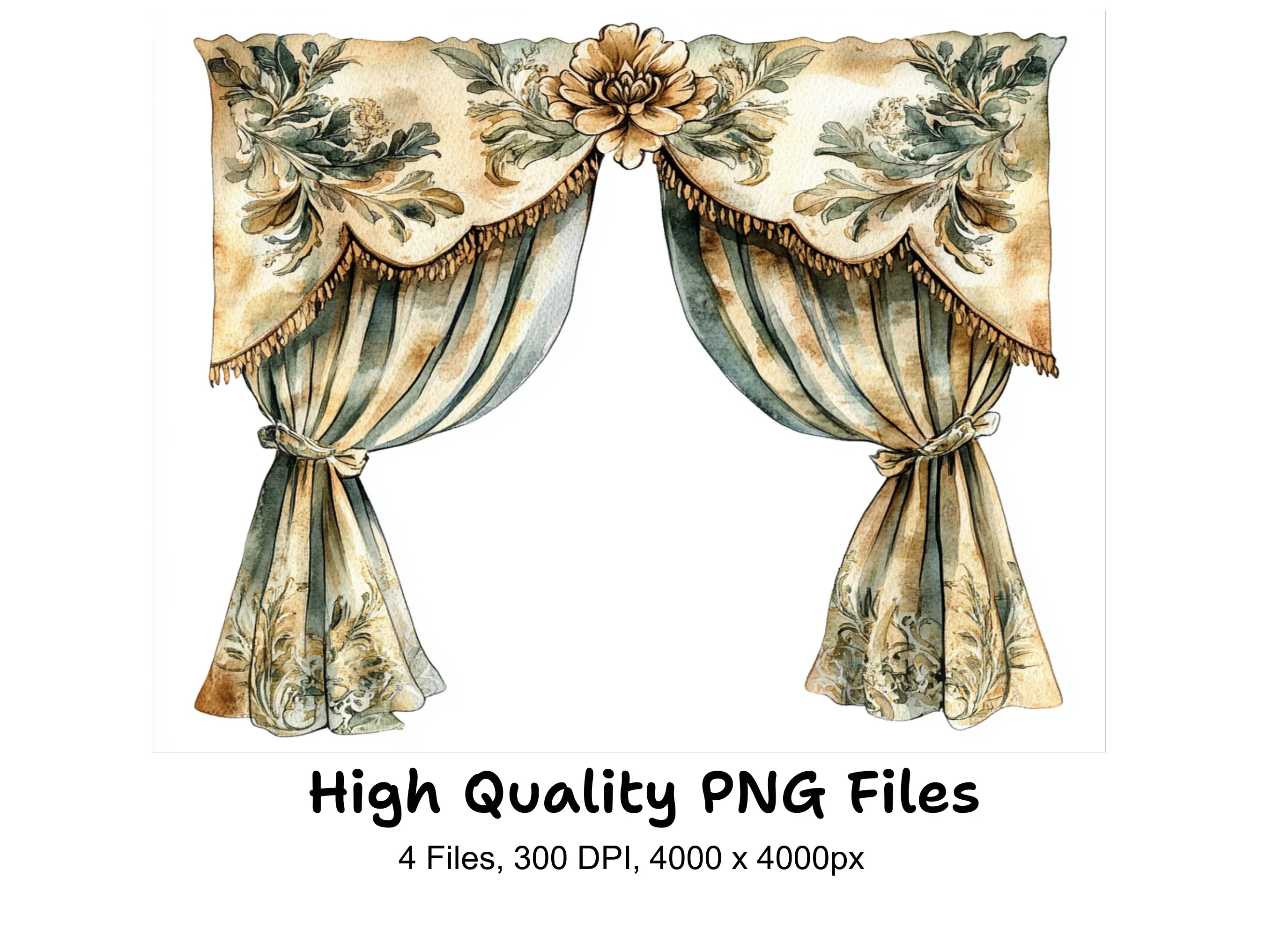 Vintage Drapes Clipart Bundle