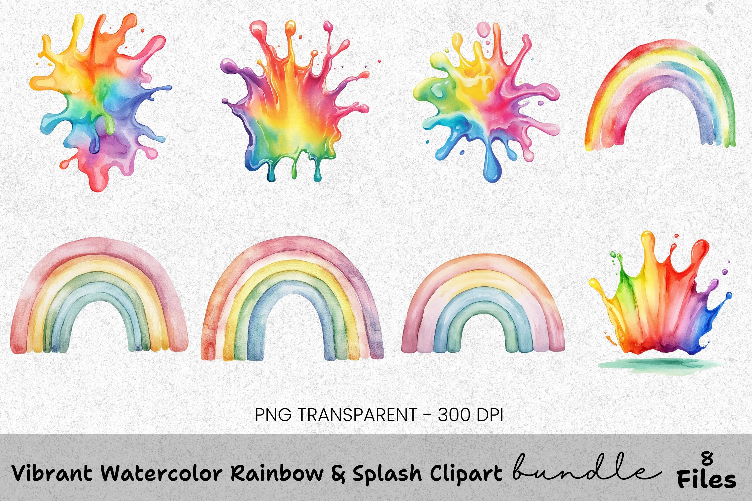 Vibrant Rainbow Splash Clipart Bundle