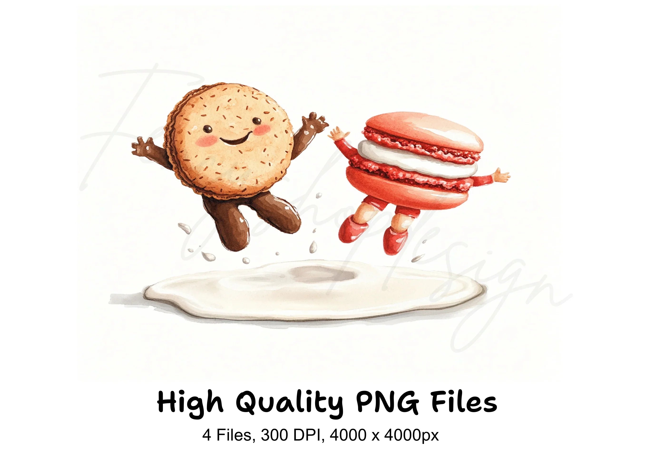 Cute Macaron and Cookie Friends Clipart Bundle