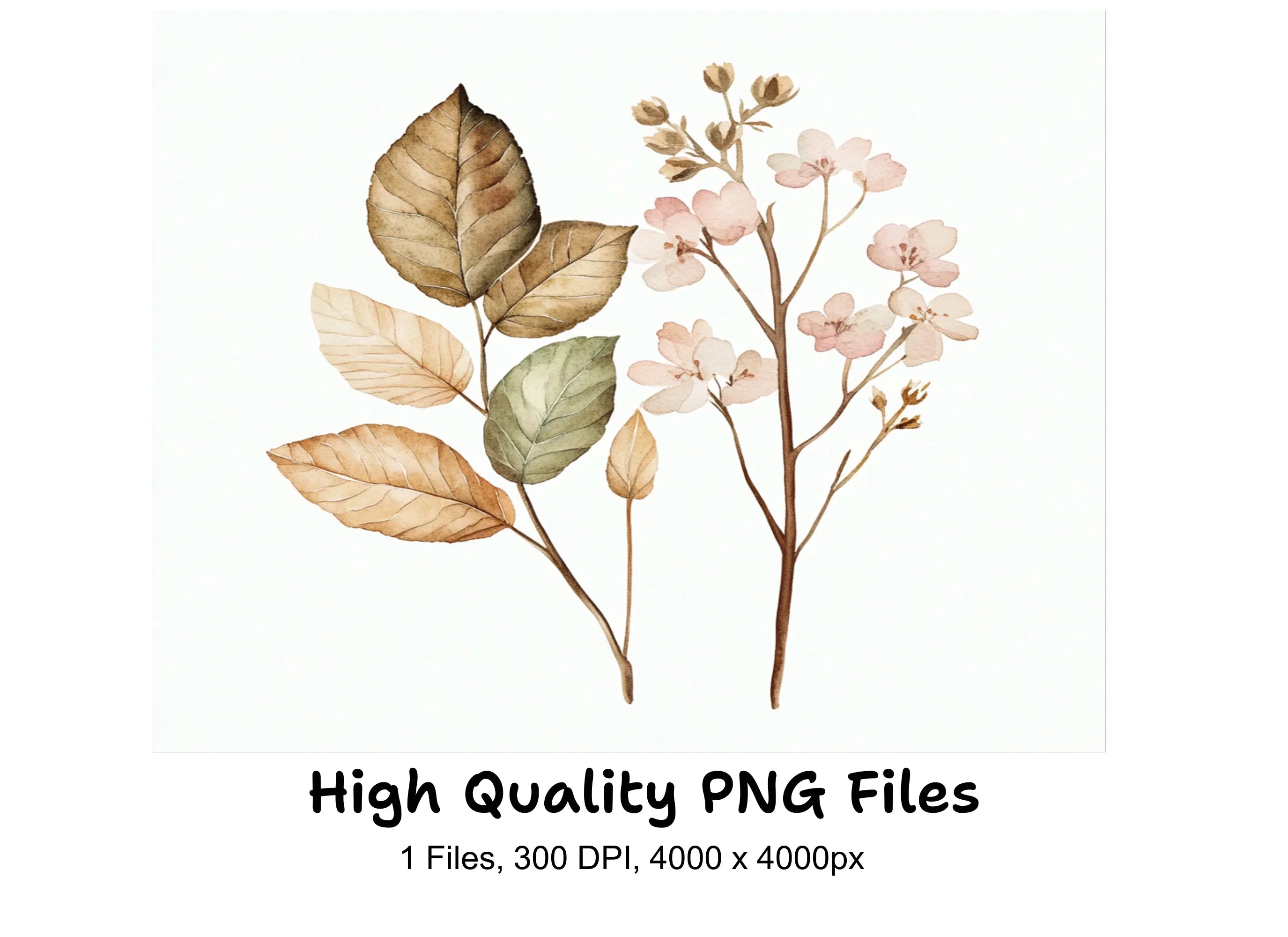 Autumn Leaves Flowers Clipart Bundle