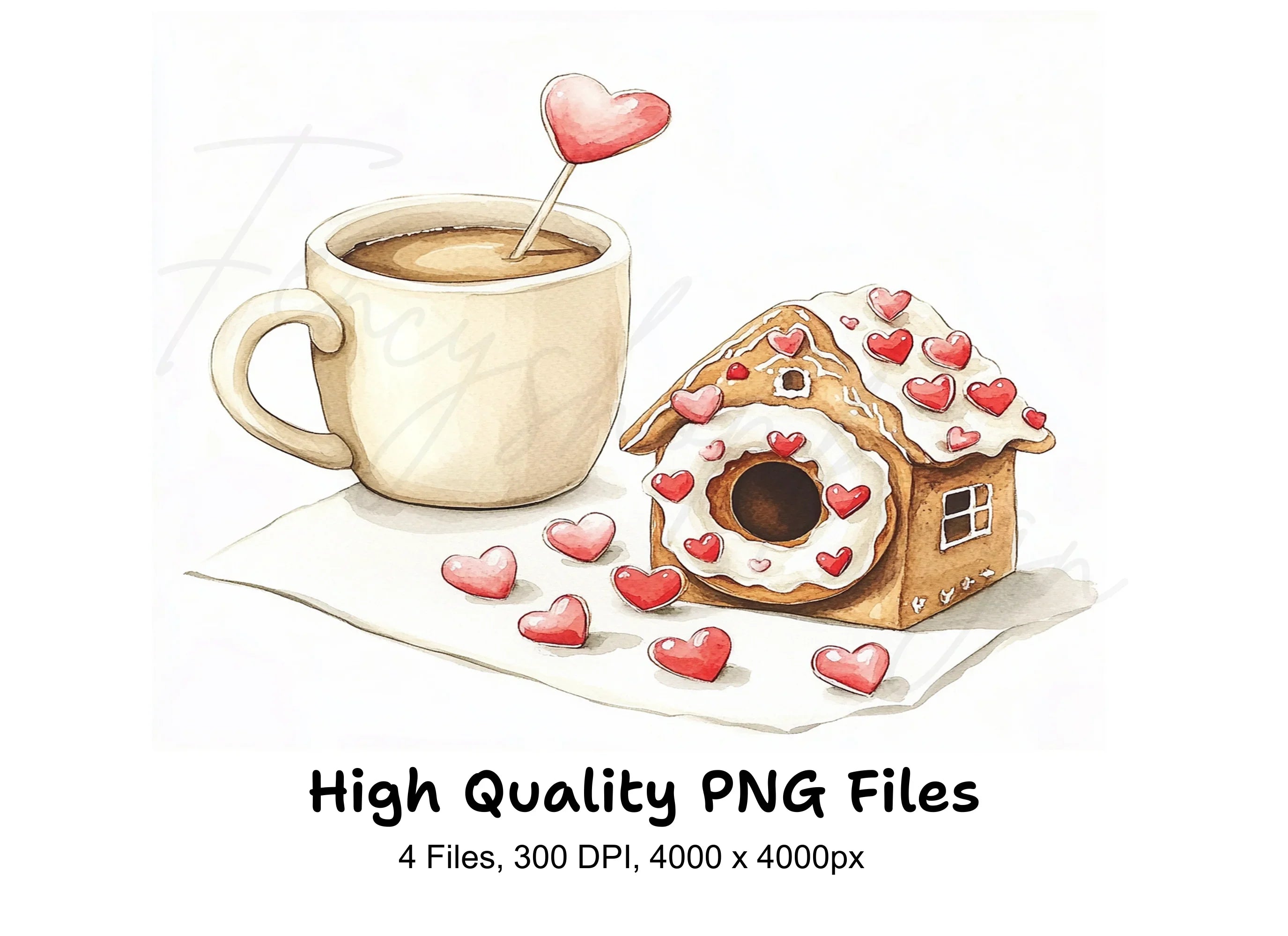 Valentine's Day Gingerbread House Clipart Bundle