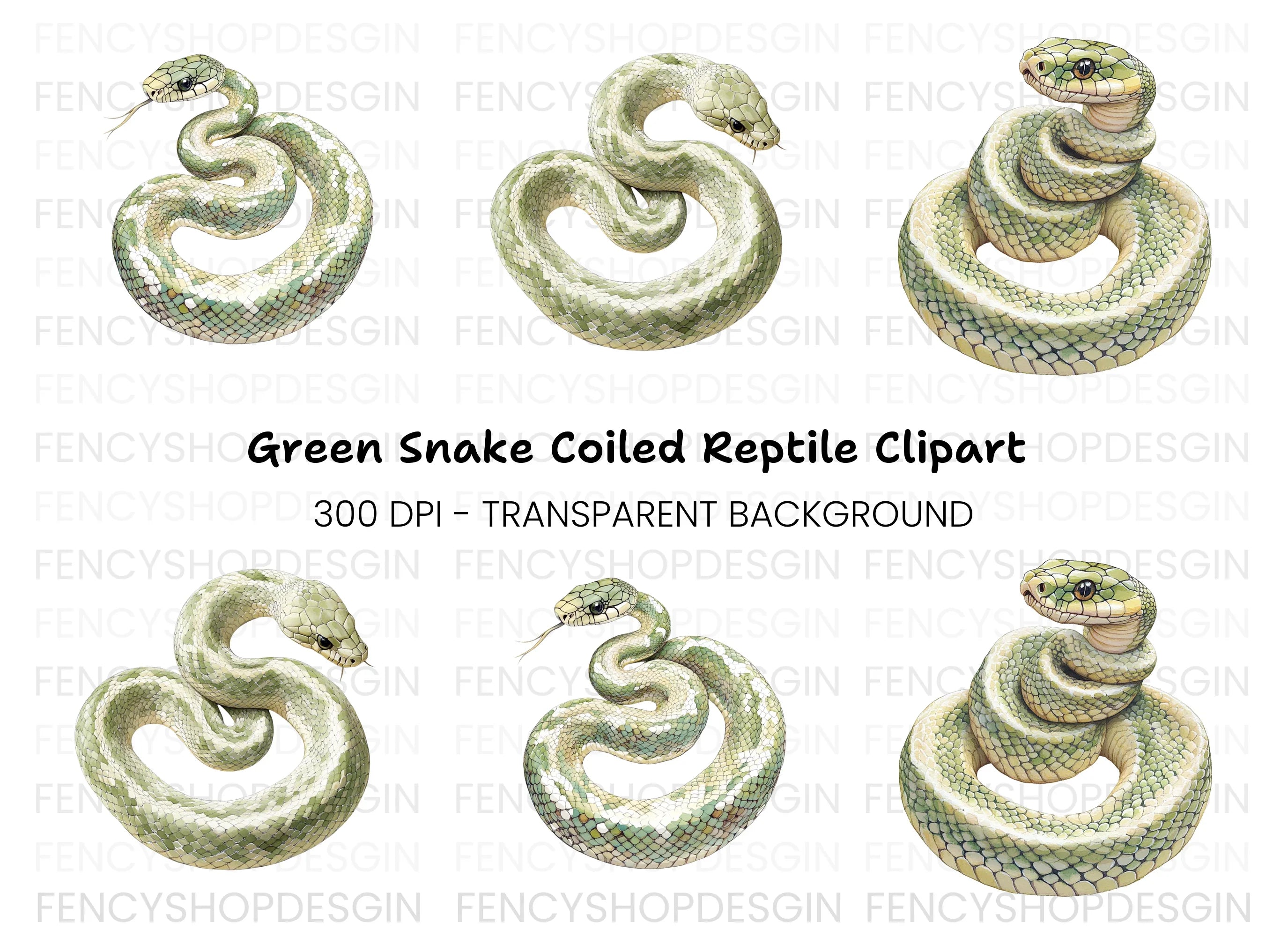 Green Tree Python Clipart Bundle