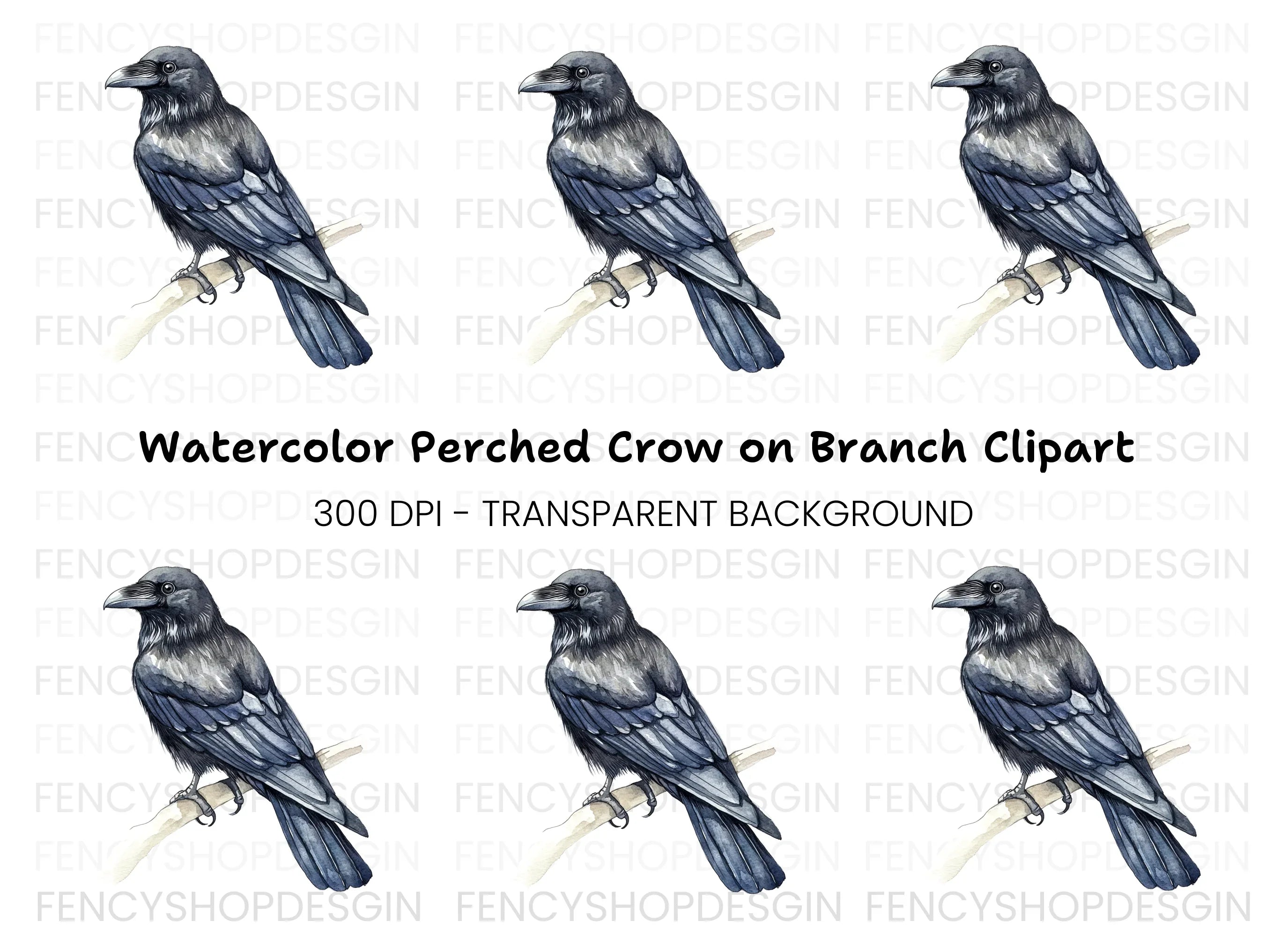 Black Raven Clipart Bundle