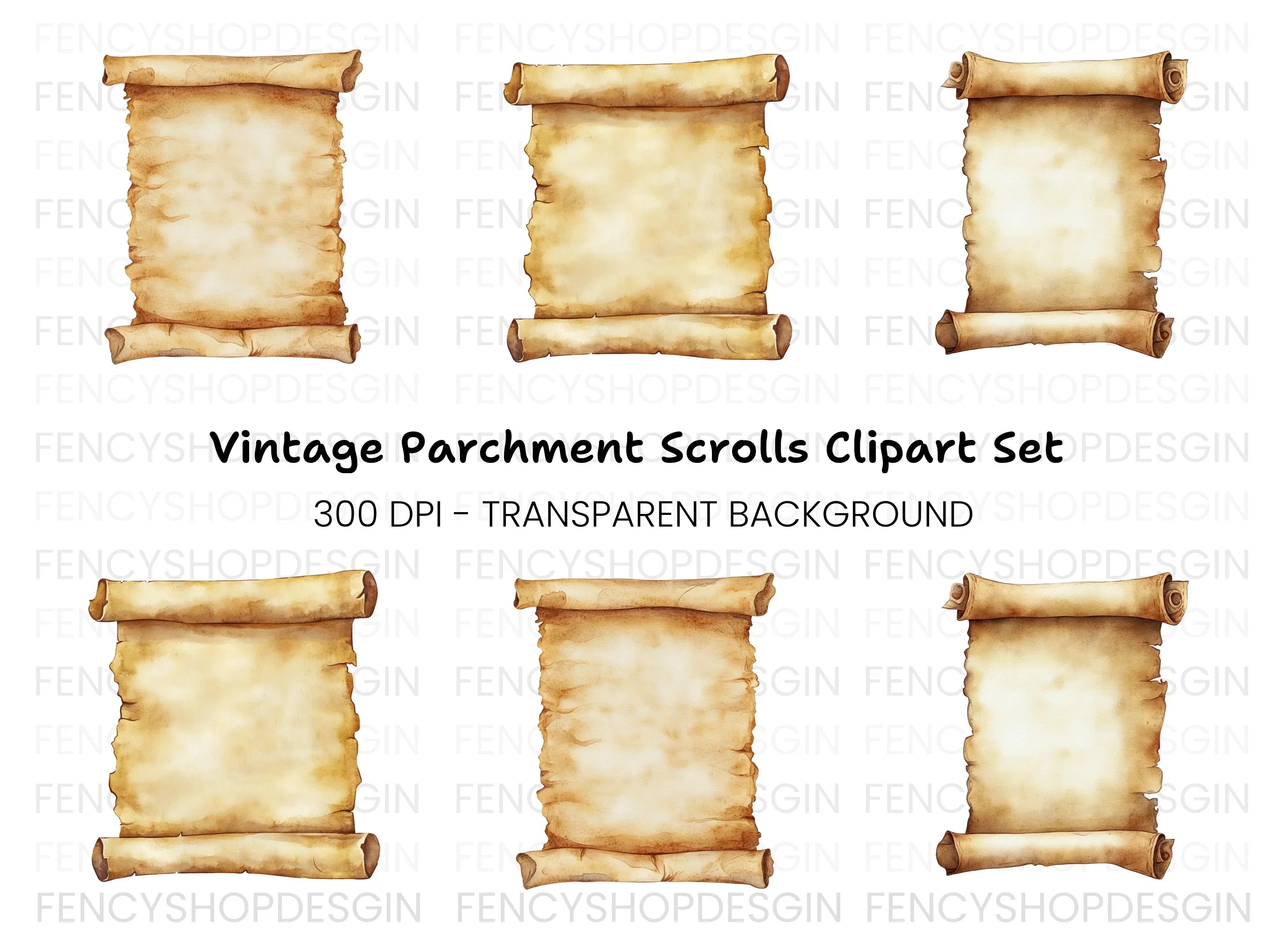 Vintage Scroll Clipart Bundle