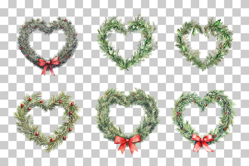 Christmas Heart Wreath Clipart Bundle - CraftNest - Digital Crafting and Art