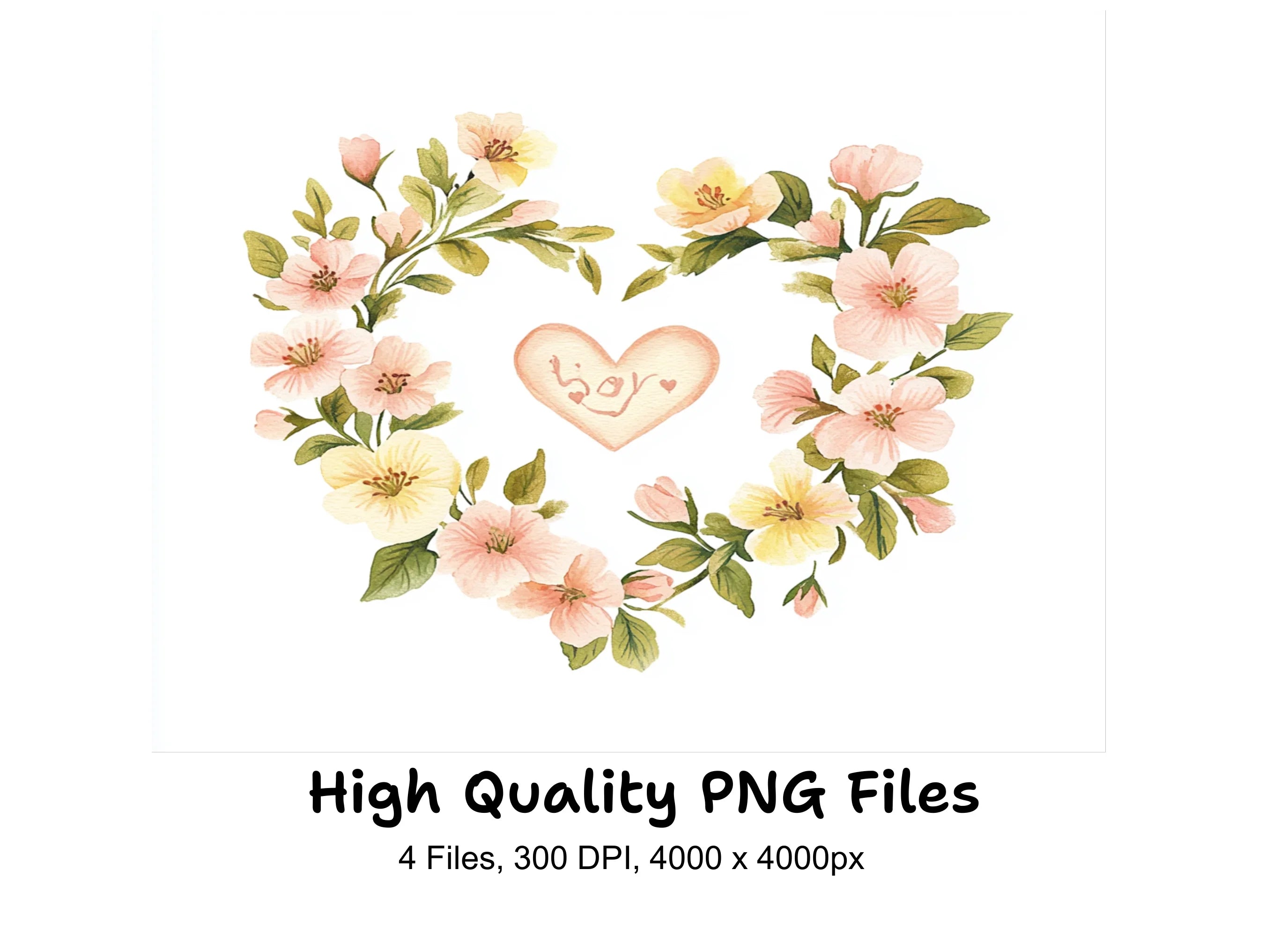 Floral Heart Wreaths Clipart Bundle
