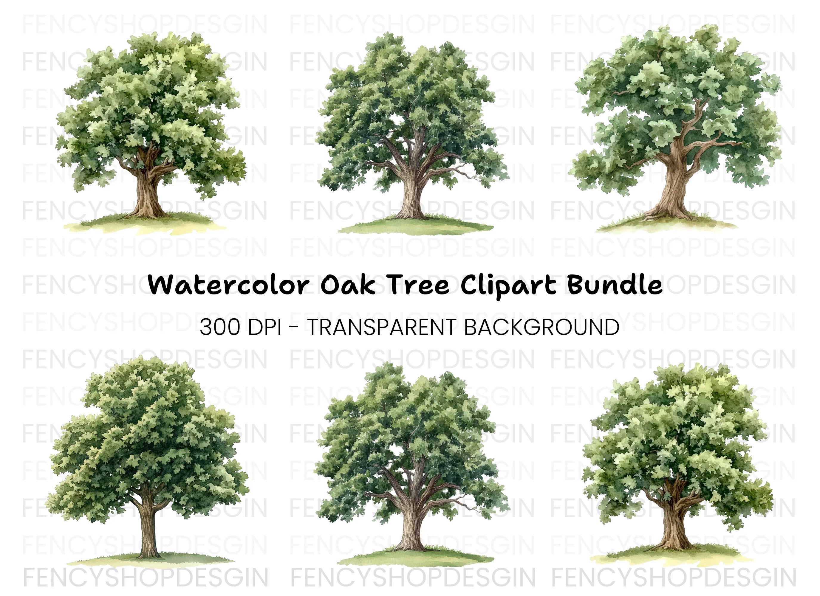 Lush Green Tree Clipart Bundle