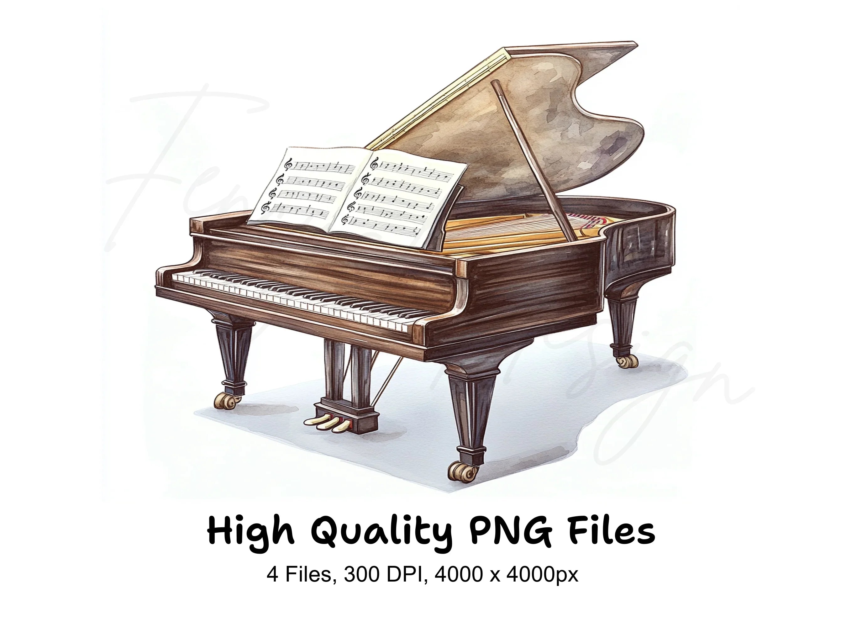 Elegant Grand Piano Clipart Bundle