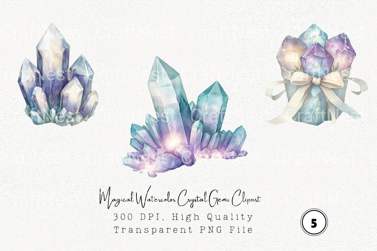 Magical Crystal Gems Clipart Bundle