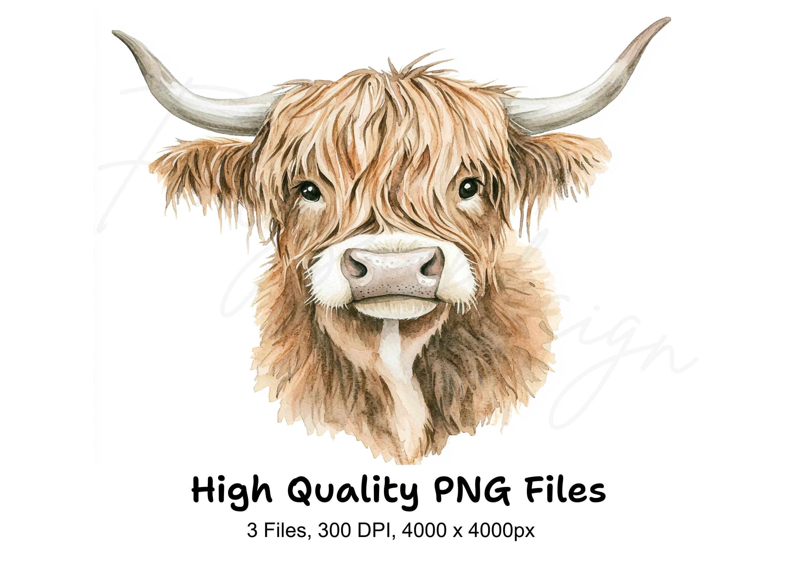 Cute Highland Cow Clipart Bundle