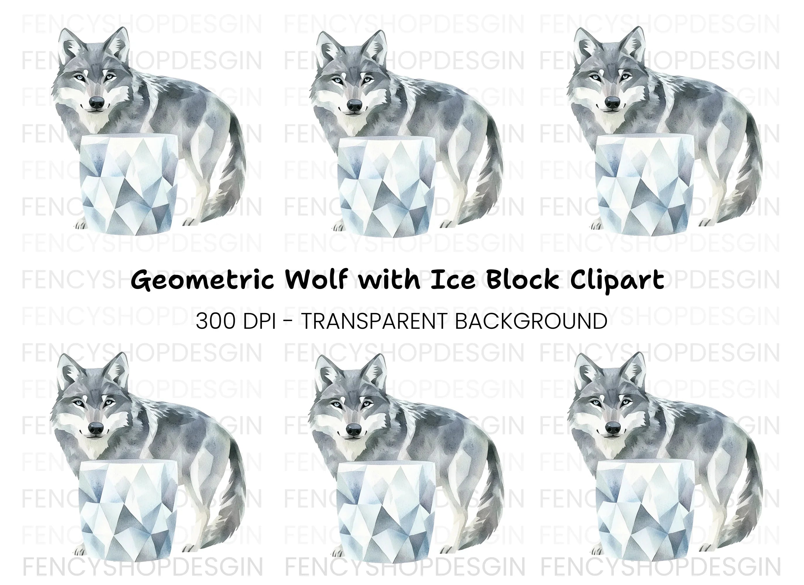 Wolf Ice Clipart Bundle