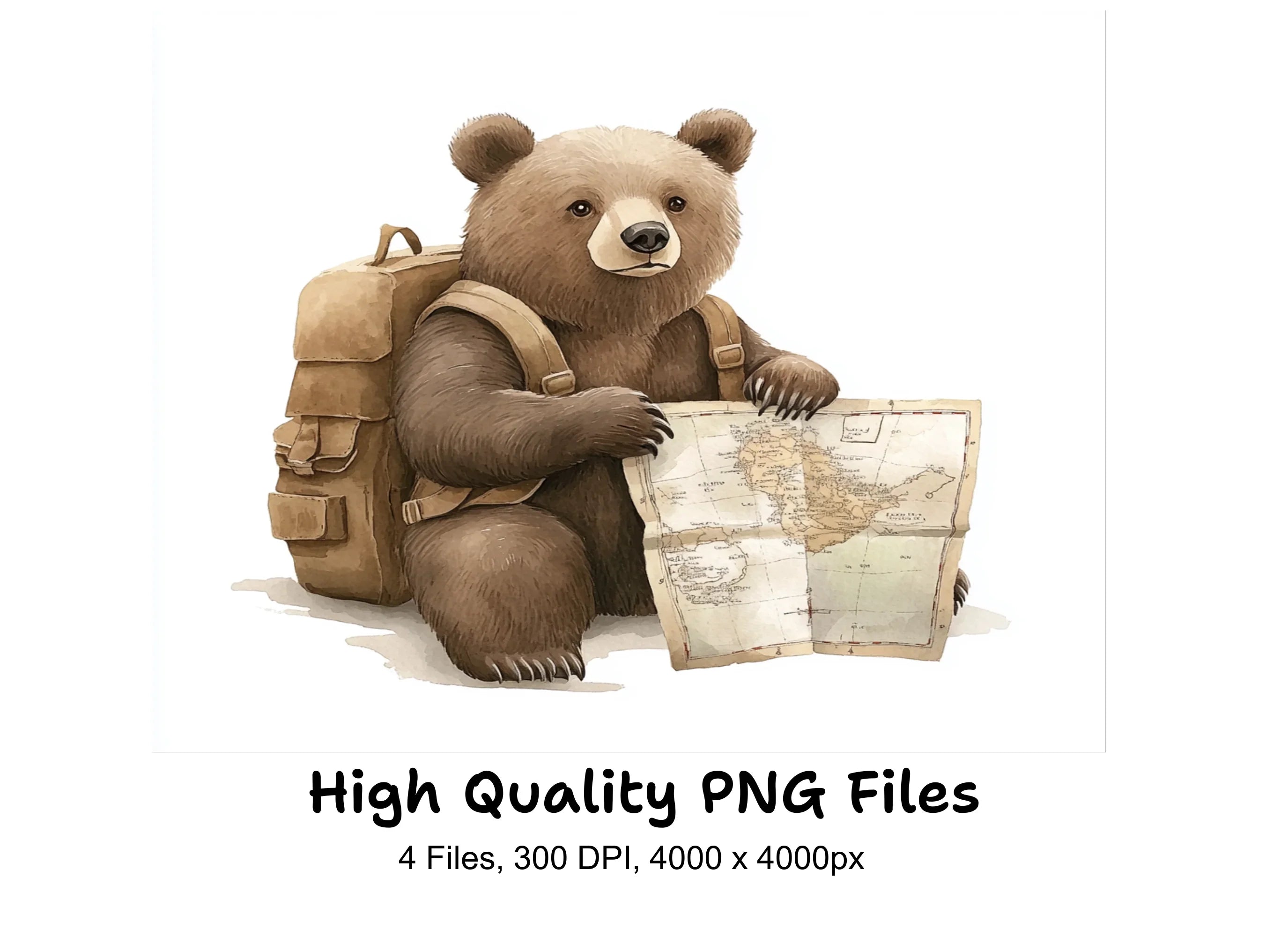 Bear Explorer Map Clipart Bundle