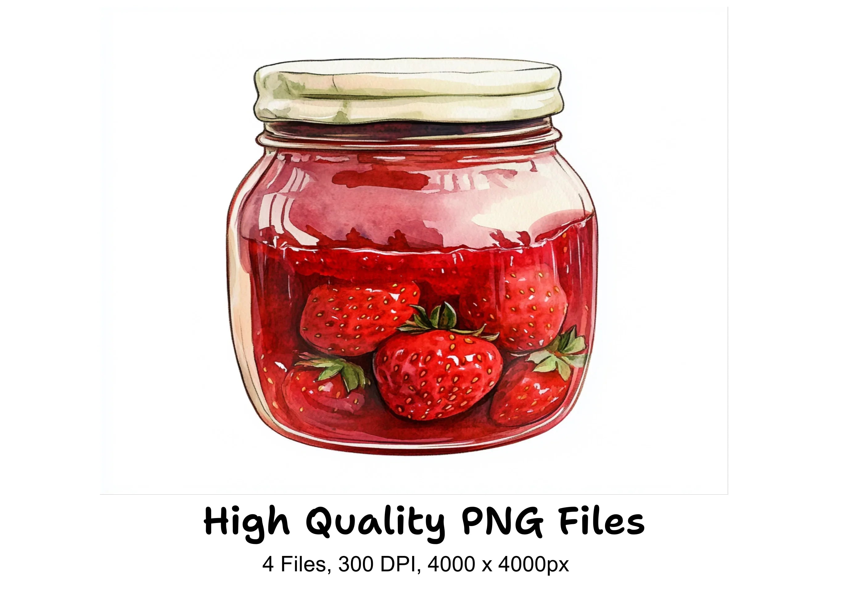 Strawberry Jam Jar Clipart Bundle