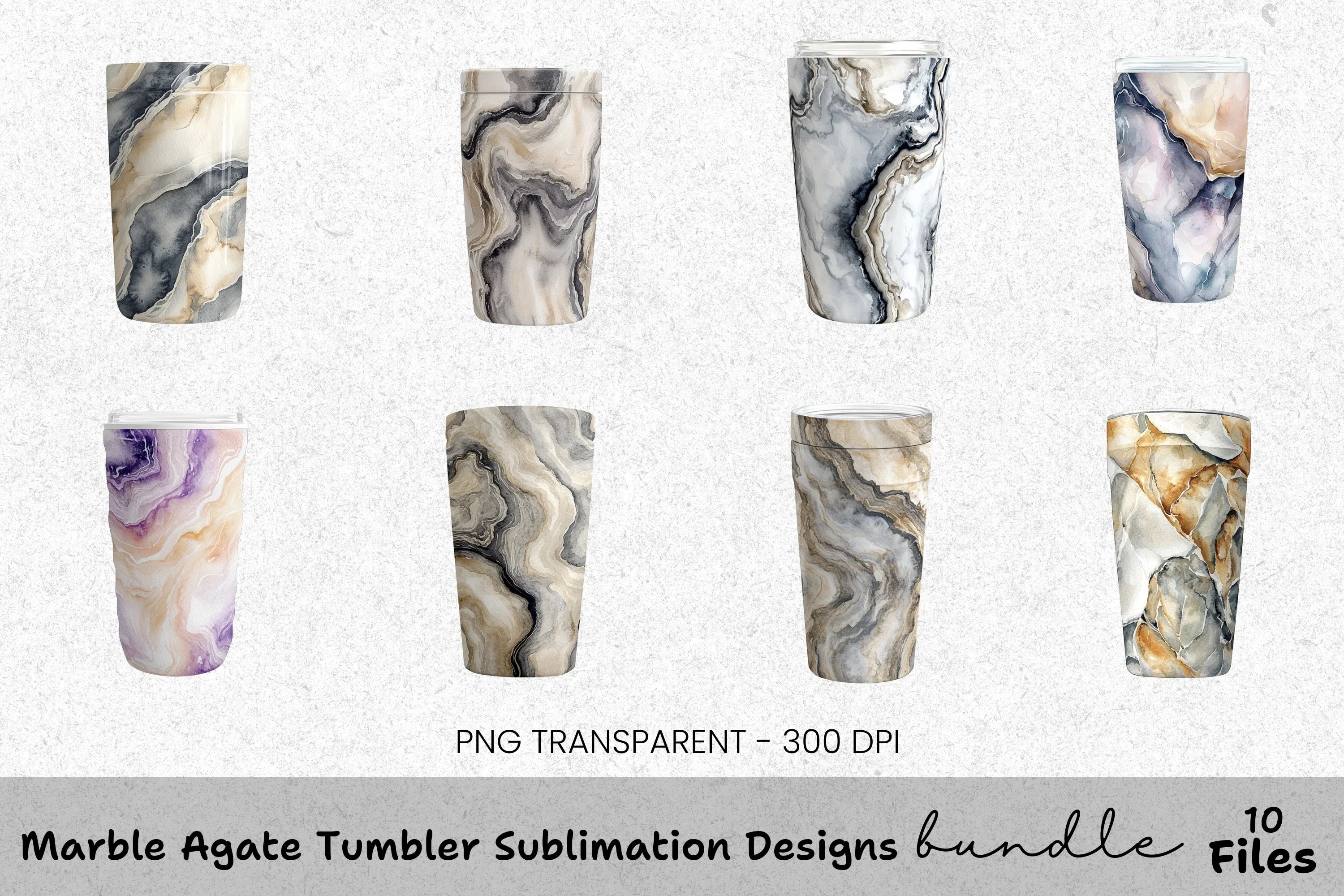 Marble Agate Tumbler Designs Clipart Bundle