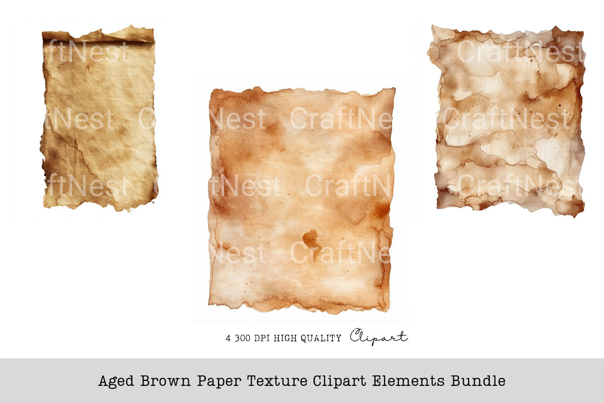 Aged Brown Texture Elements Clipart Bundle