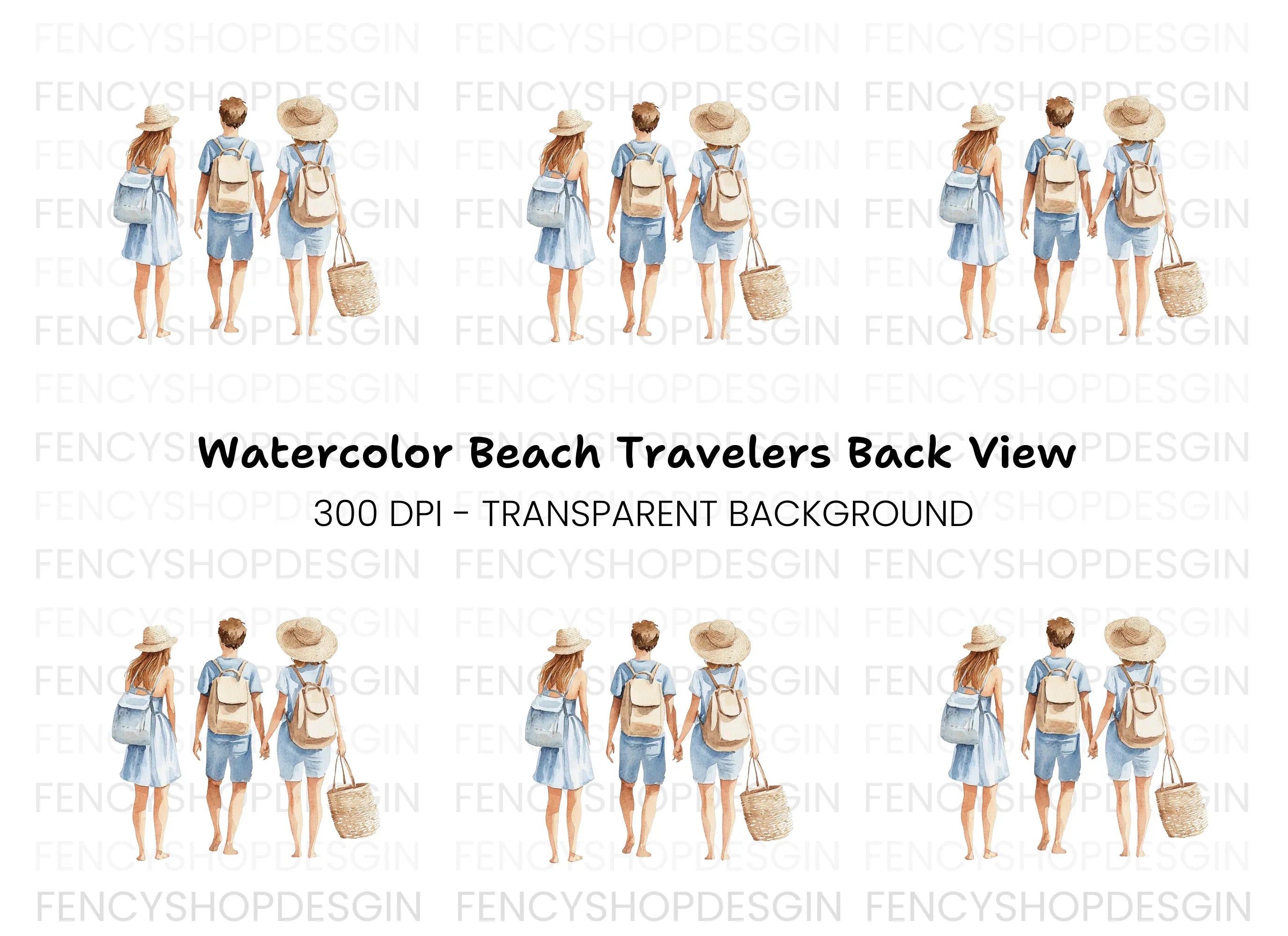 Family Beach Walk Clipart Bundle