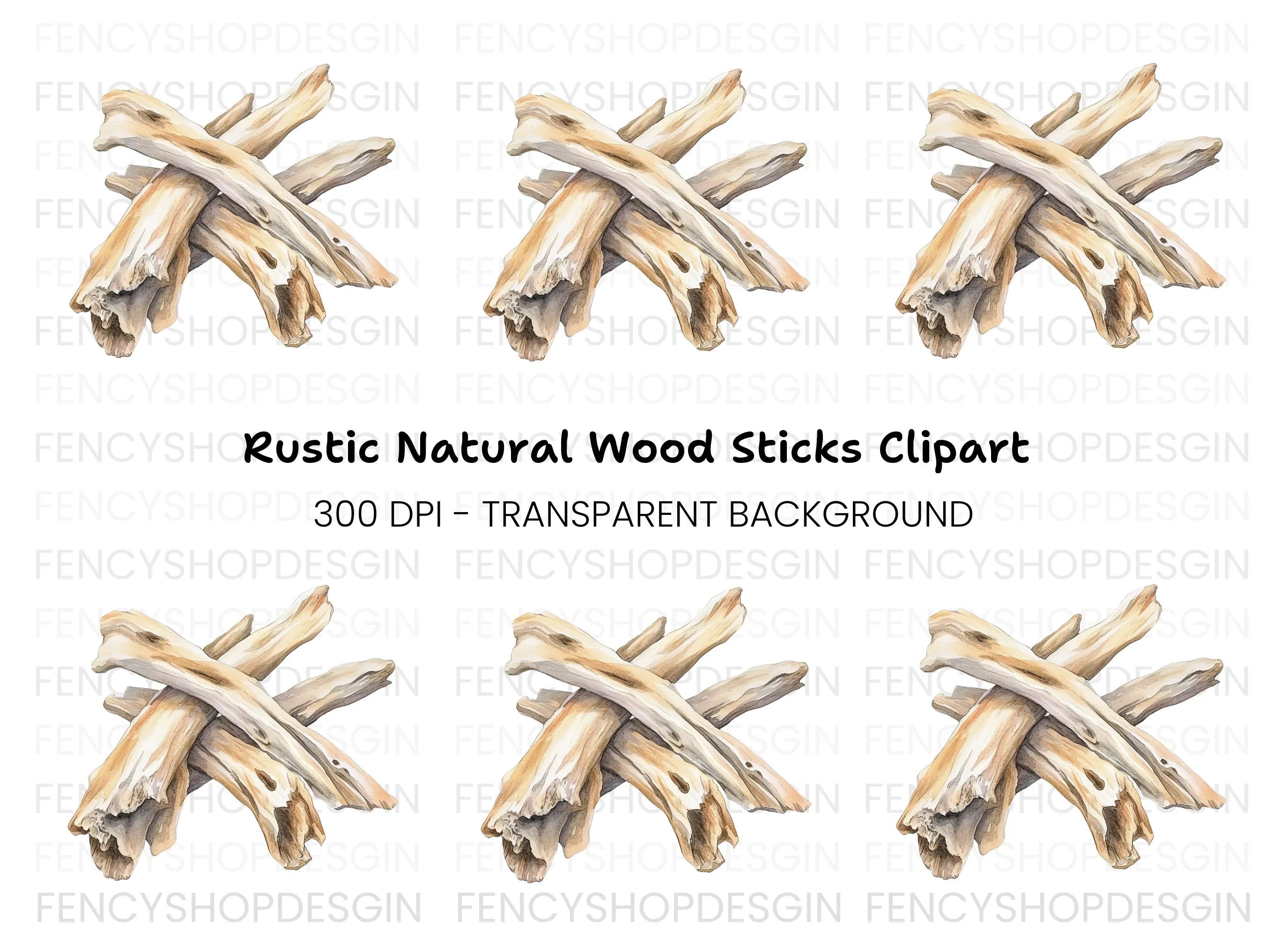 Natural Driftwood Clipart Bundle