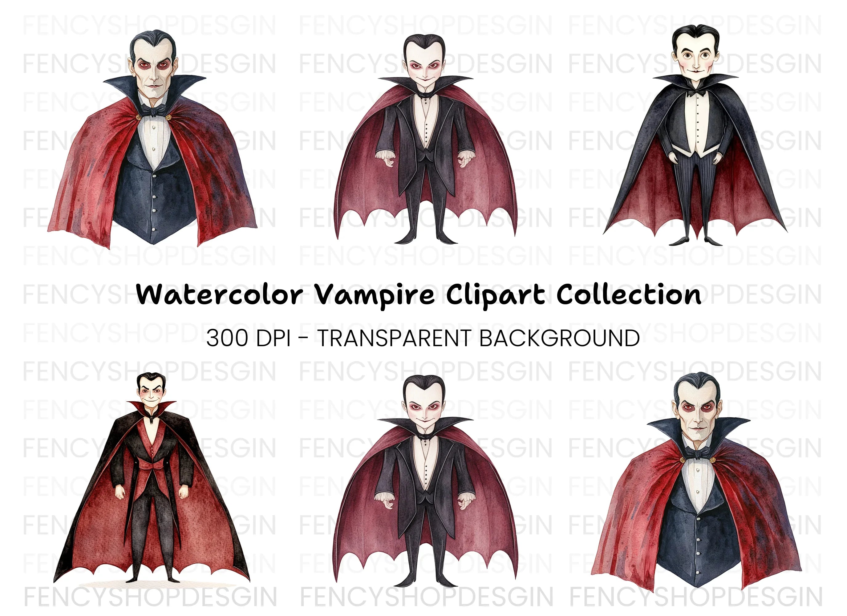 Classic Vampire Character Clipart Bundle