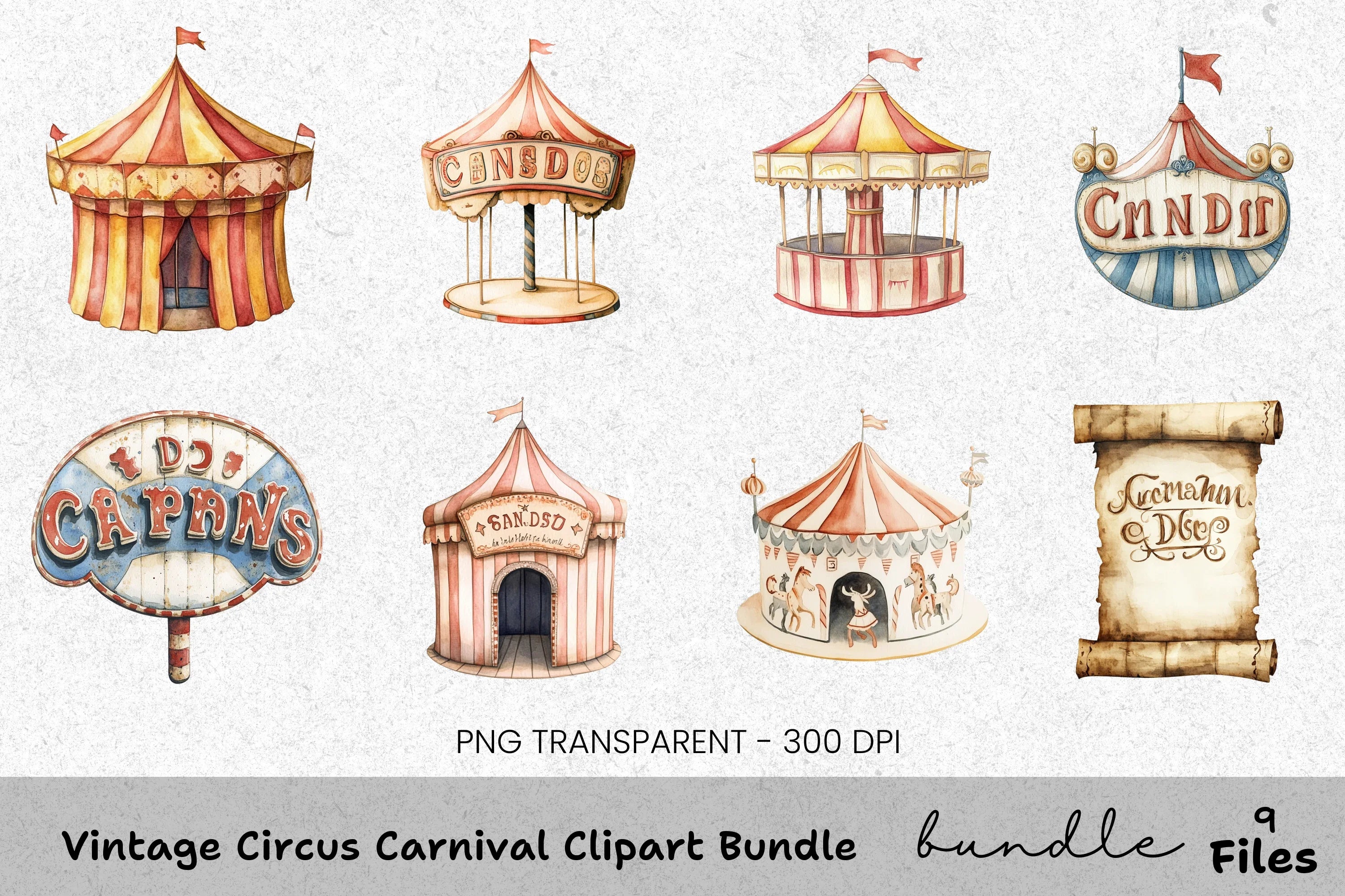 Vintage Circus Carnival Clipart Bundle