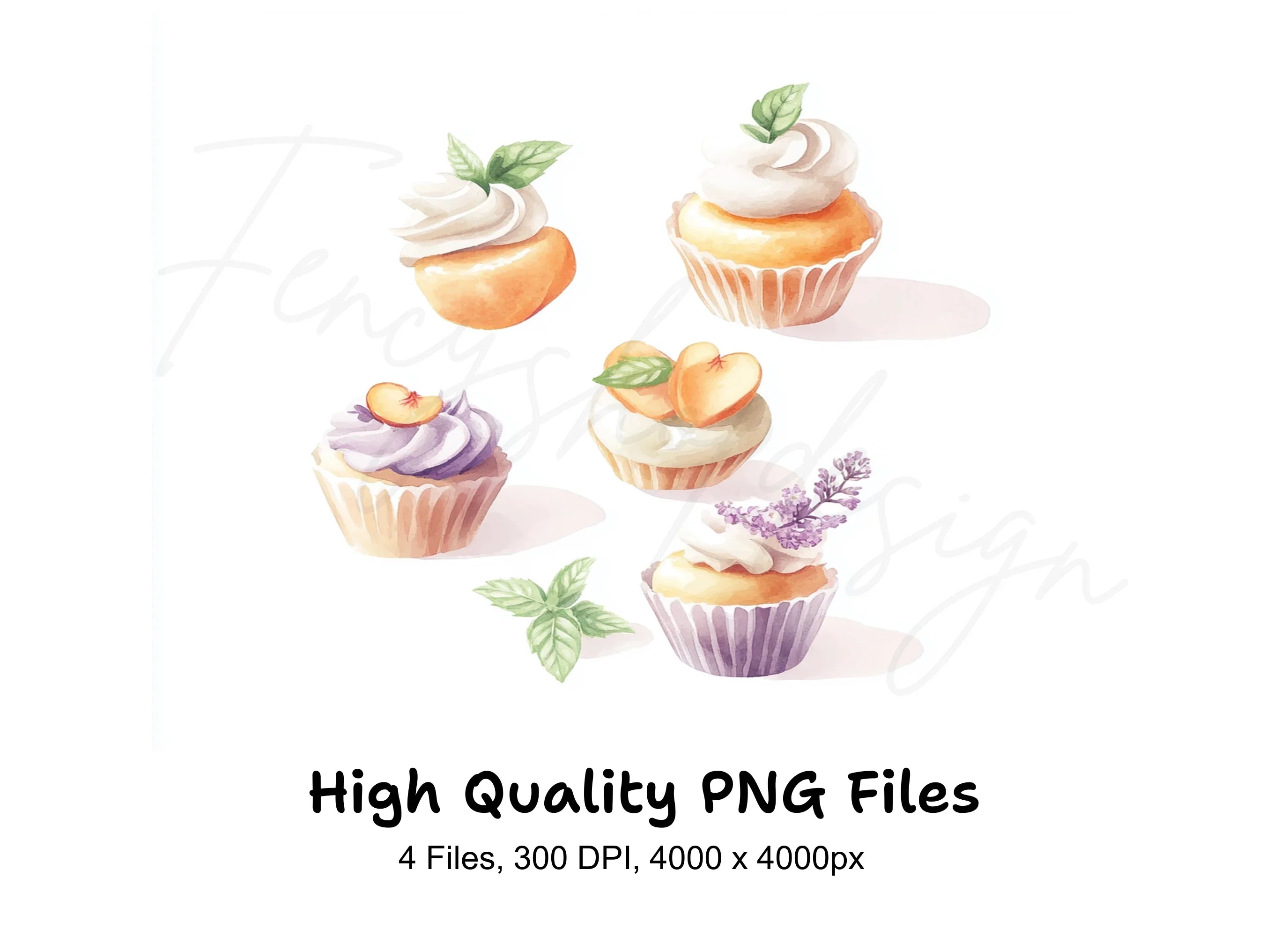 Delicate Cupcake Clipart Bundle