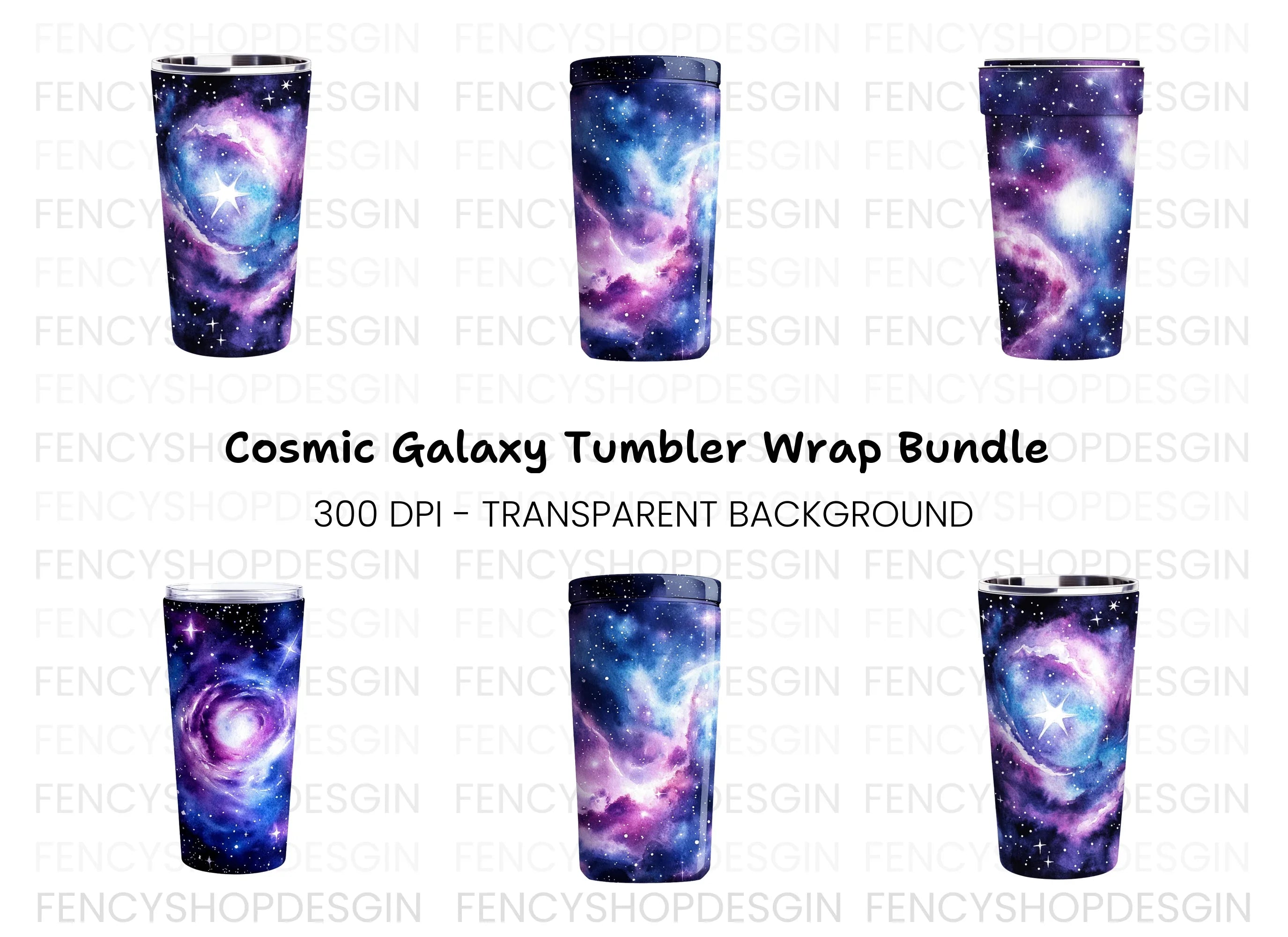 Galaxy Tumbler Clipart Bundle