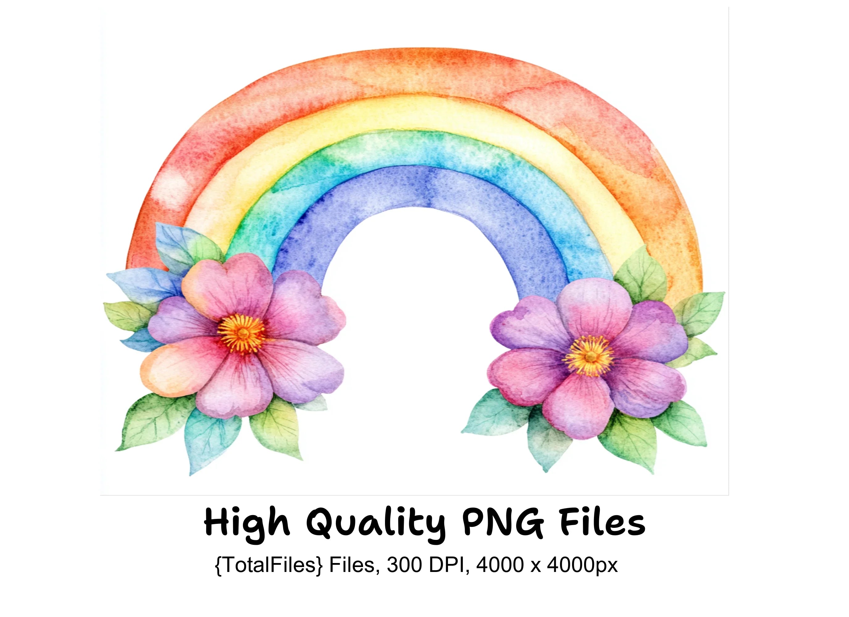 Rainbows with Floral Accents Clipart Bundle