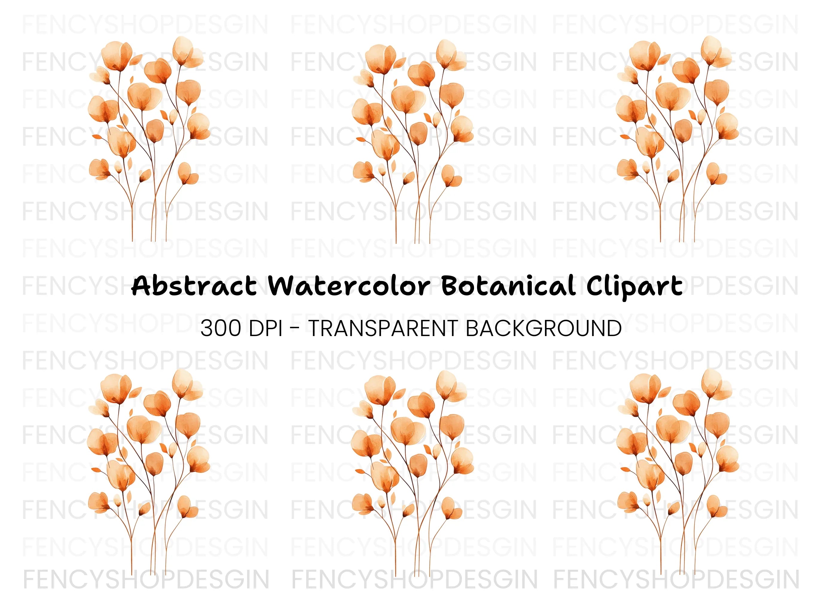 Orange Floral Clipart Bundle