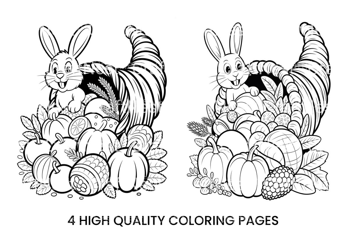 Thanksgiving Bunny Cornucopia Coloring Books