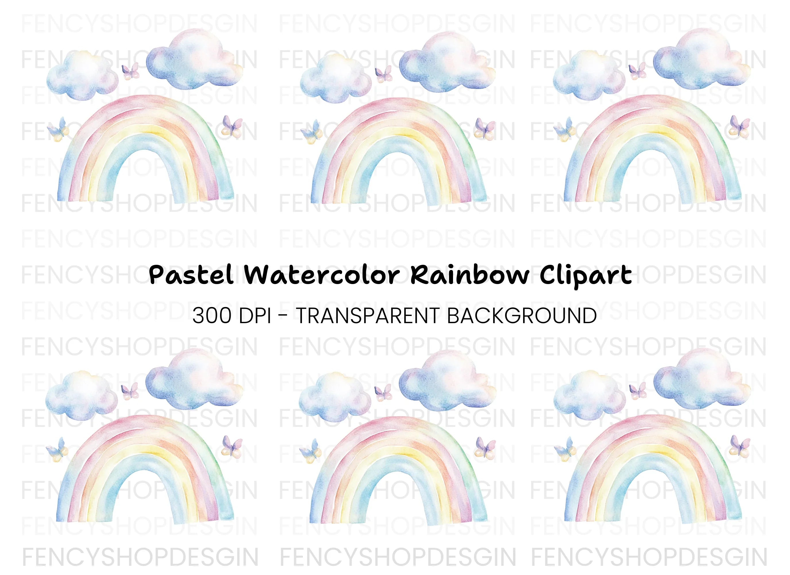 Rainbow Butterflies Clipart Bundle