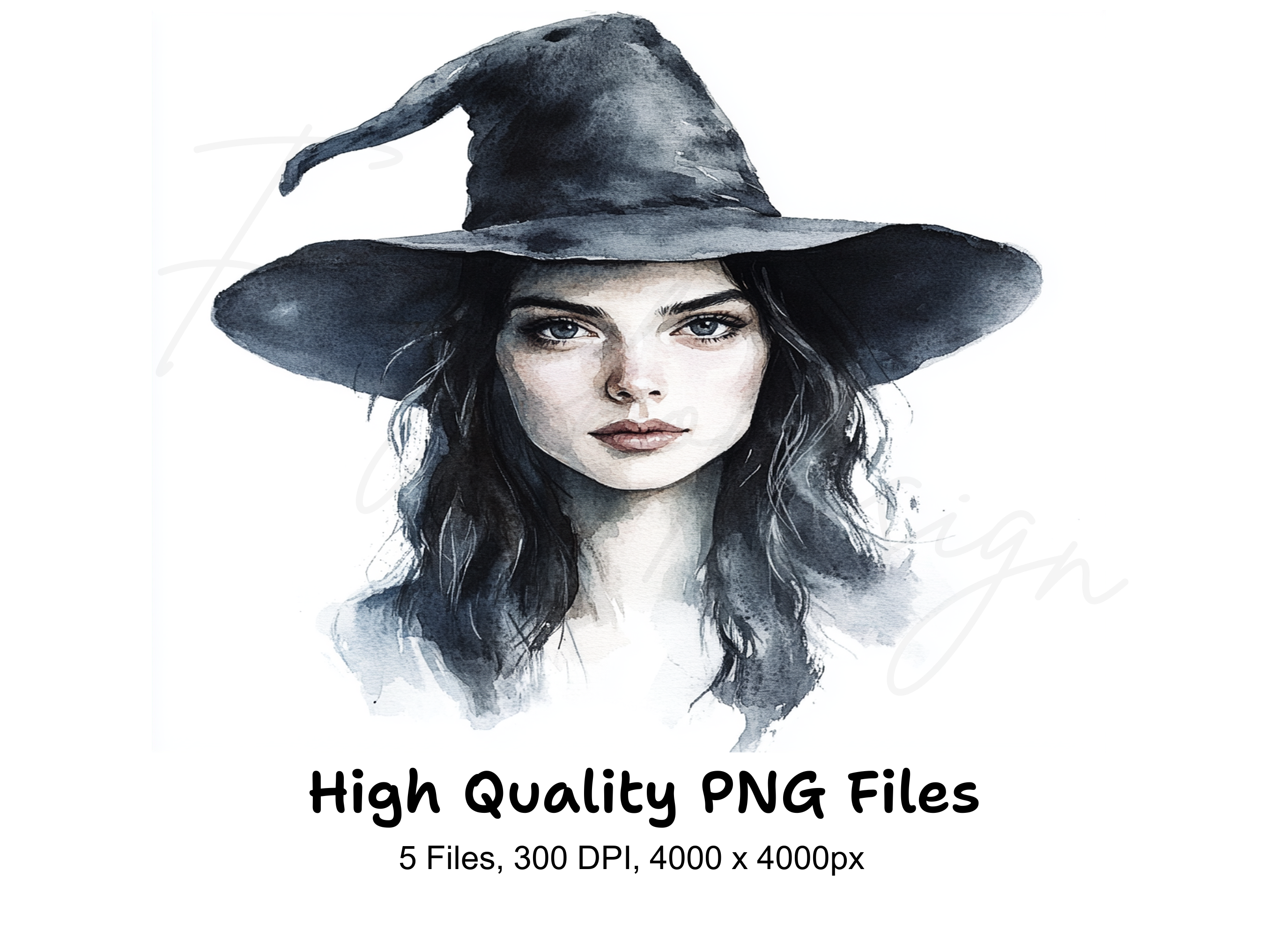 Dark Witchy Portraits Clipart Bundle