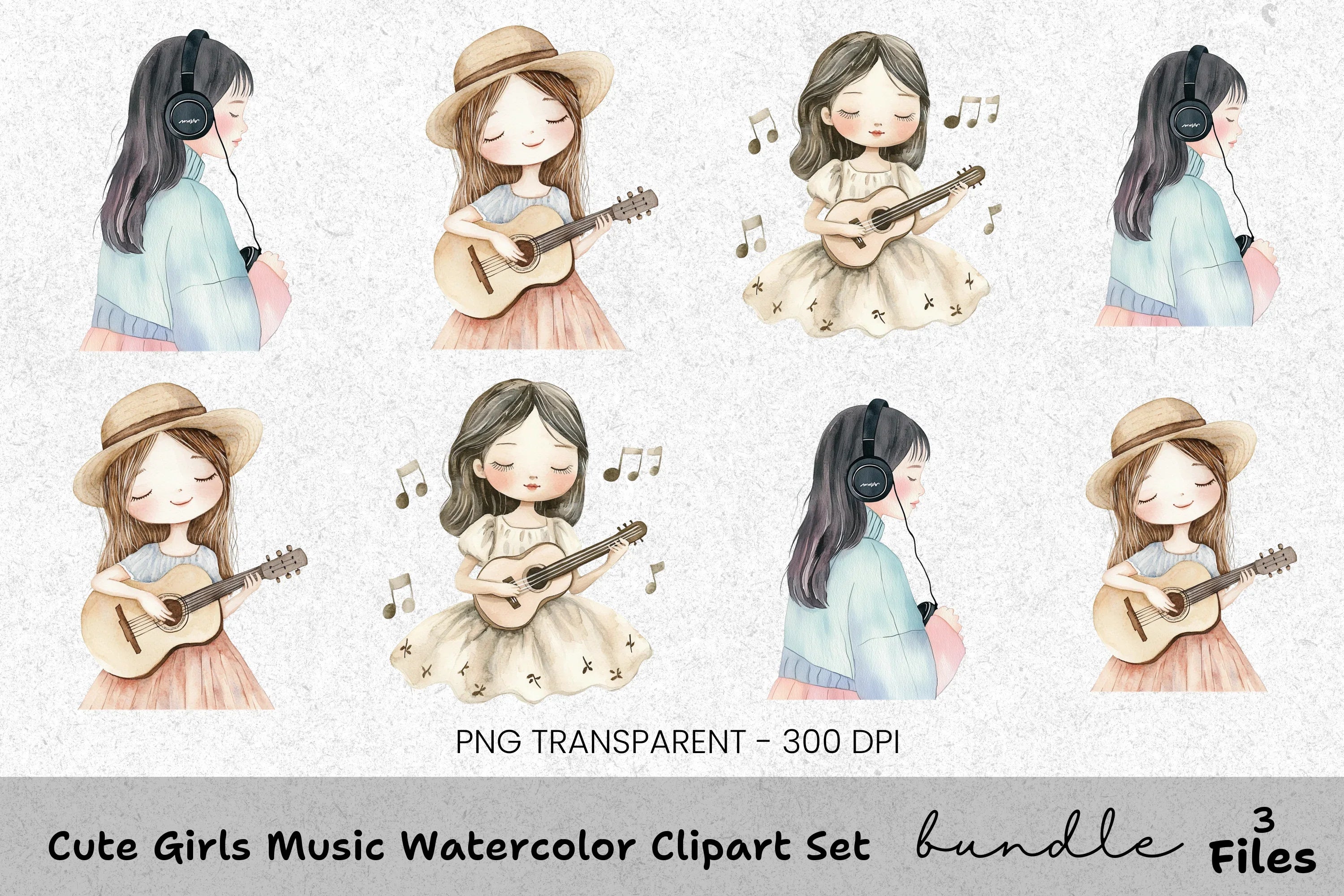 Cute Girls Music Clipart Bundle