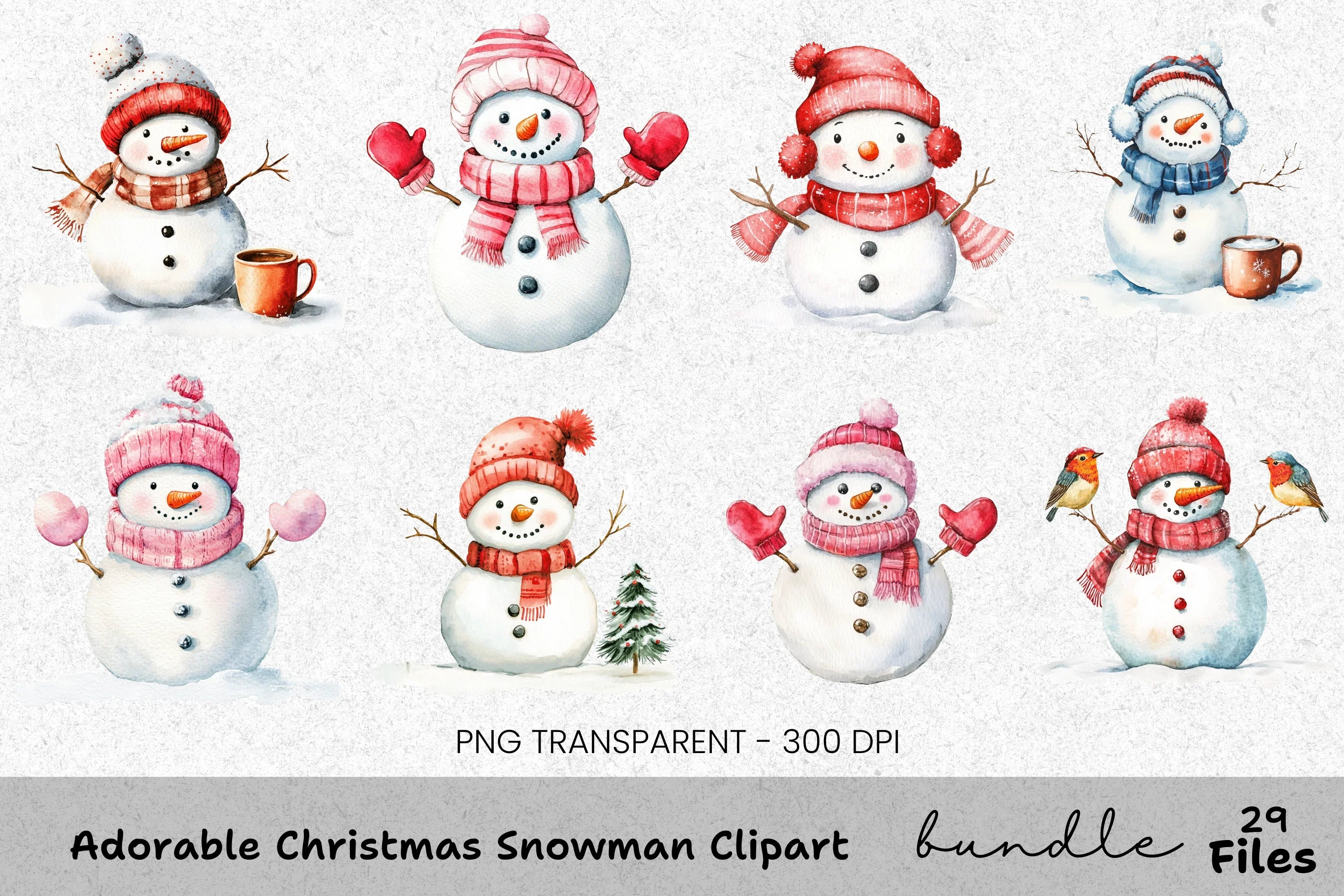 Cute Snowman Winter Clipart Bundle